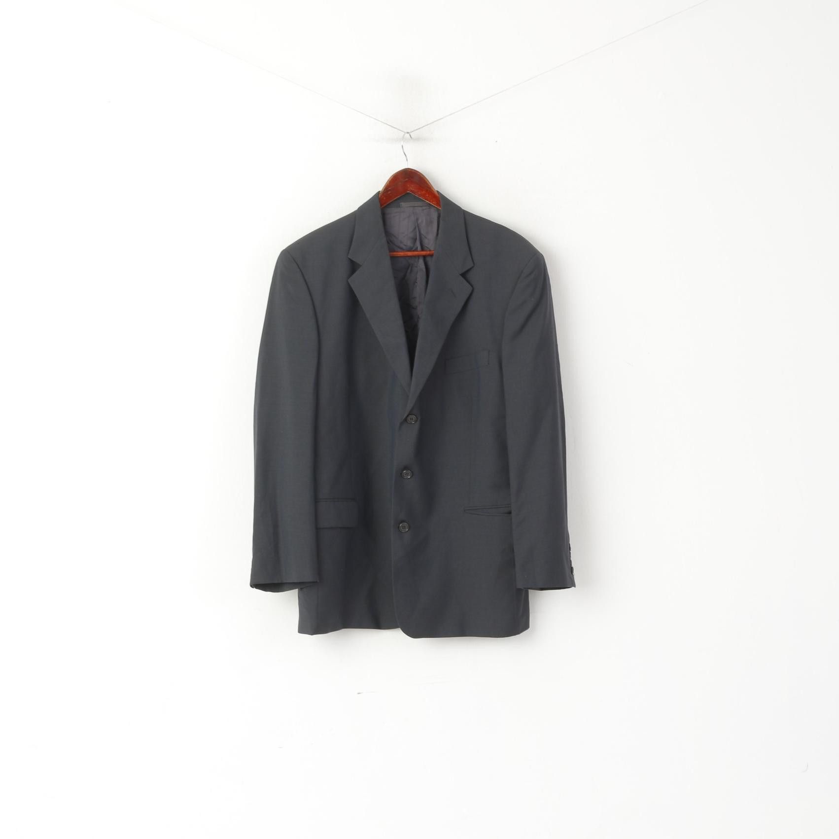 Jaeger Jaeger Men 54 44 Blazer Navy Pure New Wool 6579 Size 44R - 1 Thumbnail