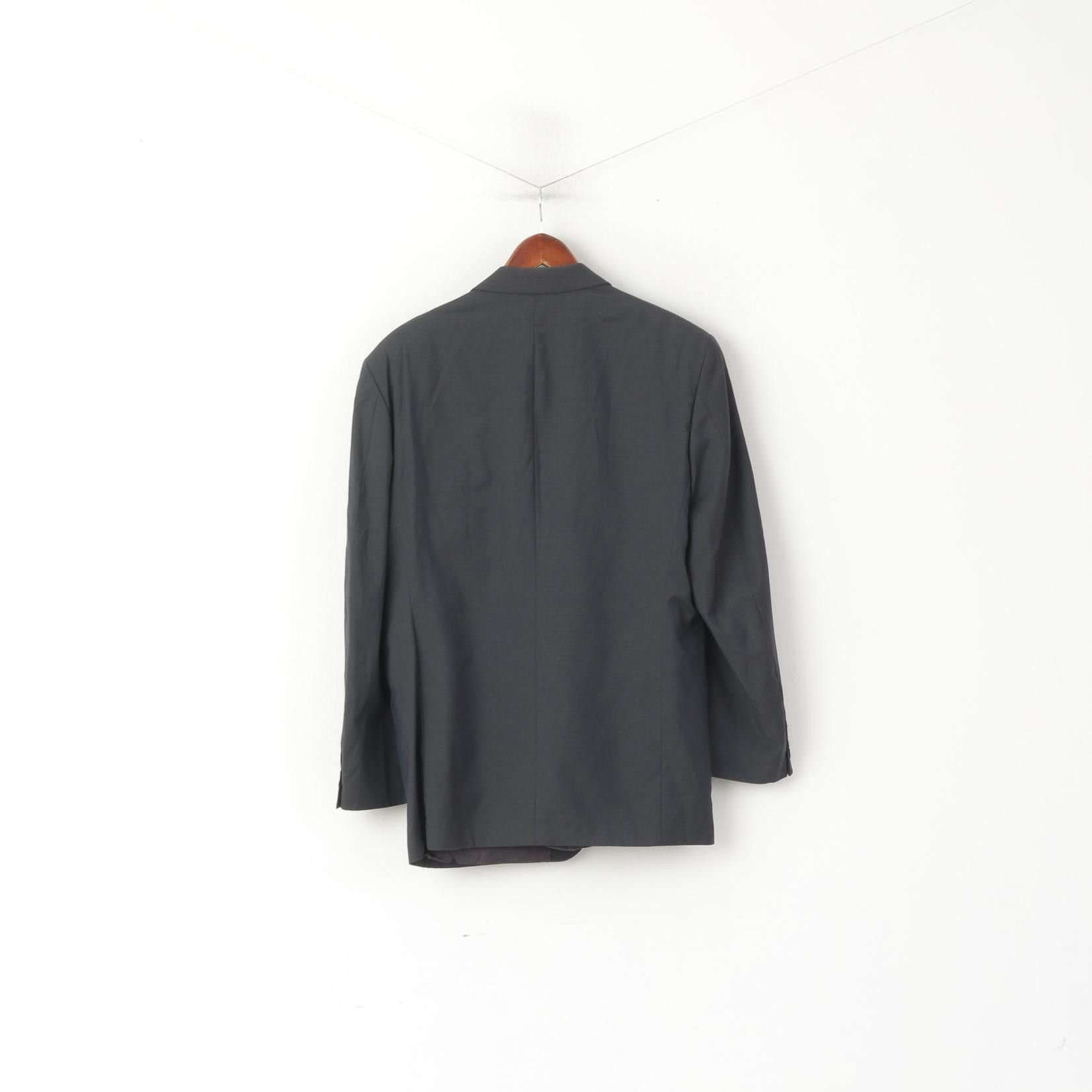Jaeger Jaeger Men 54 44 Blazer Navy Pure New Wool 6579 Size 44R - 7 Thumbnail