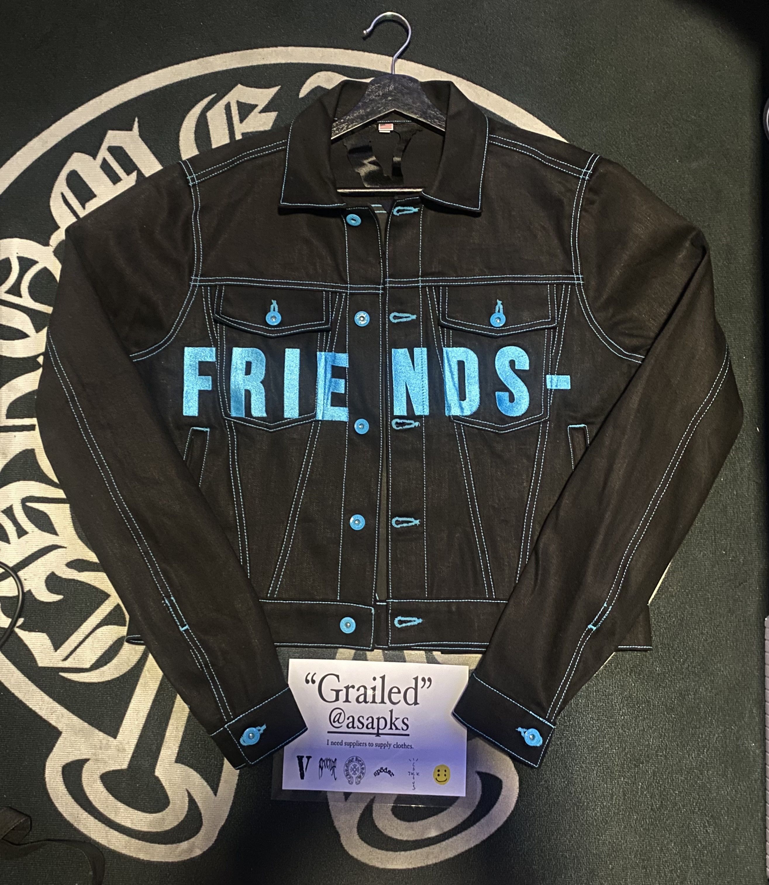 Vlone [S] Vlone Friends Old English LVDV Denim Jacket Sky Blue