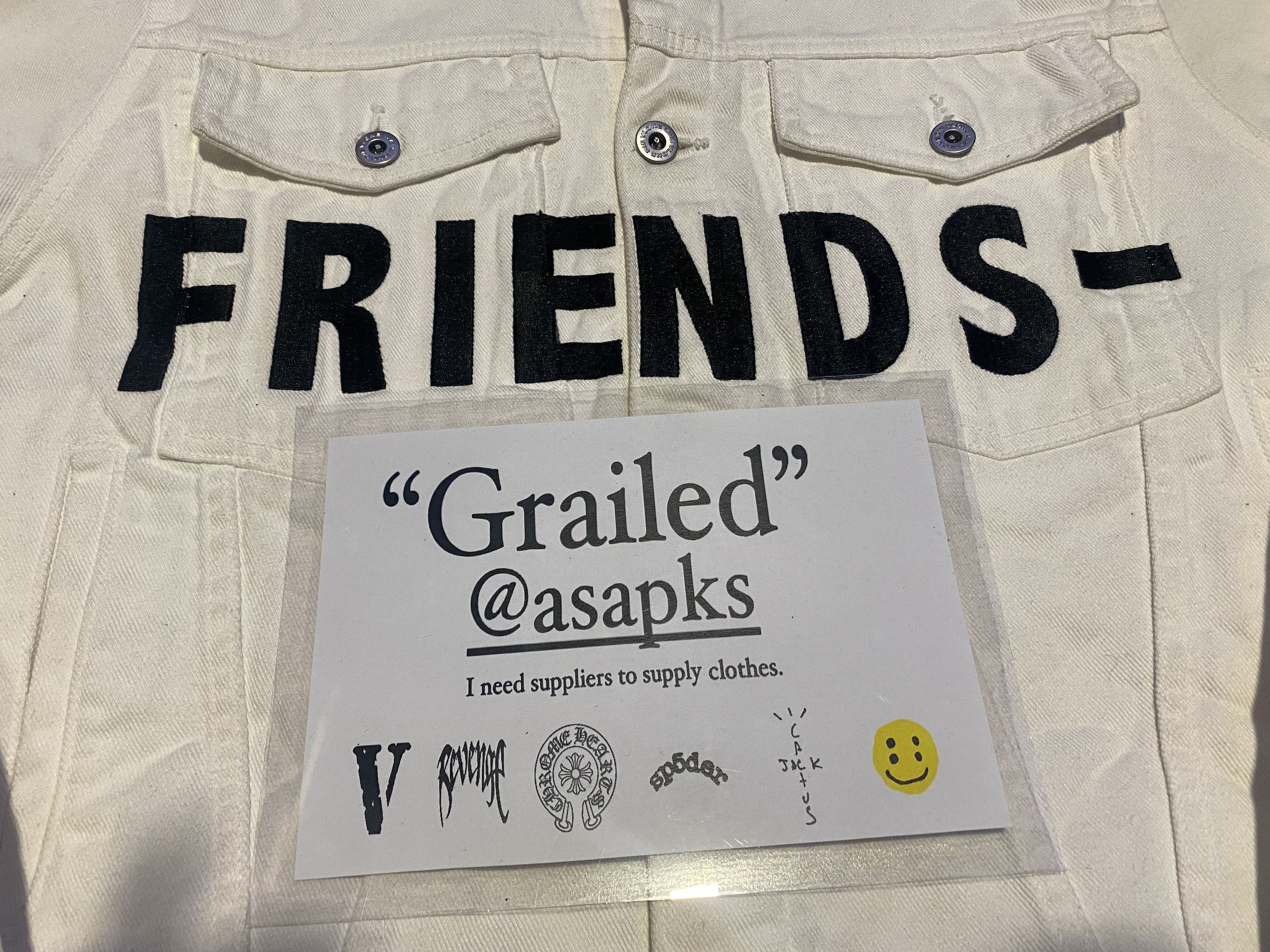 Friends Tee Vlone Testing Tee M] Vlone Friends Denim Jacket White