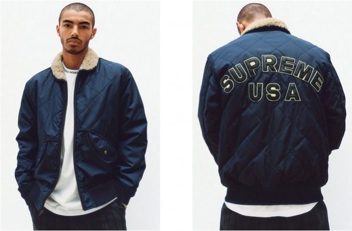 Supreme quilted discount nylon tanker jacket