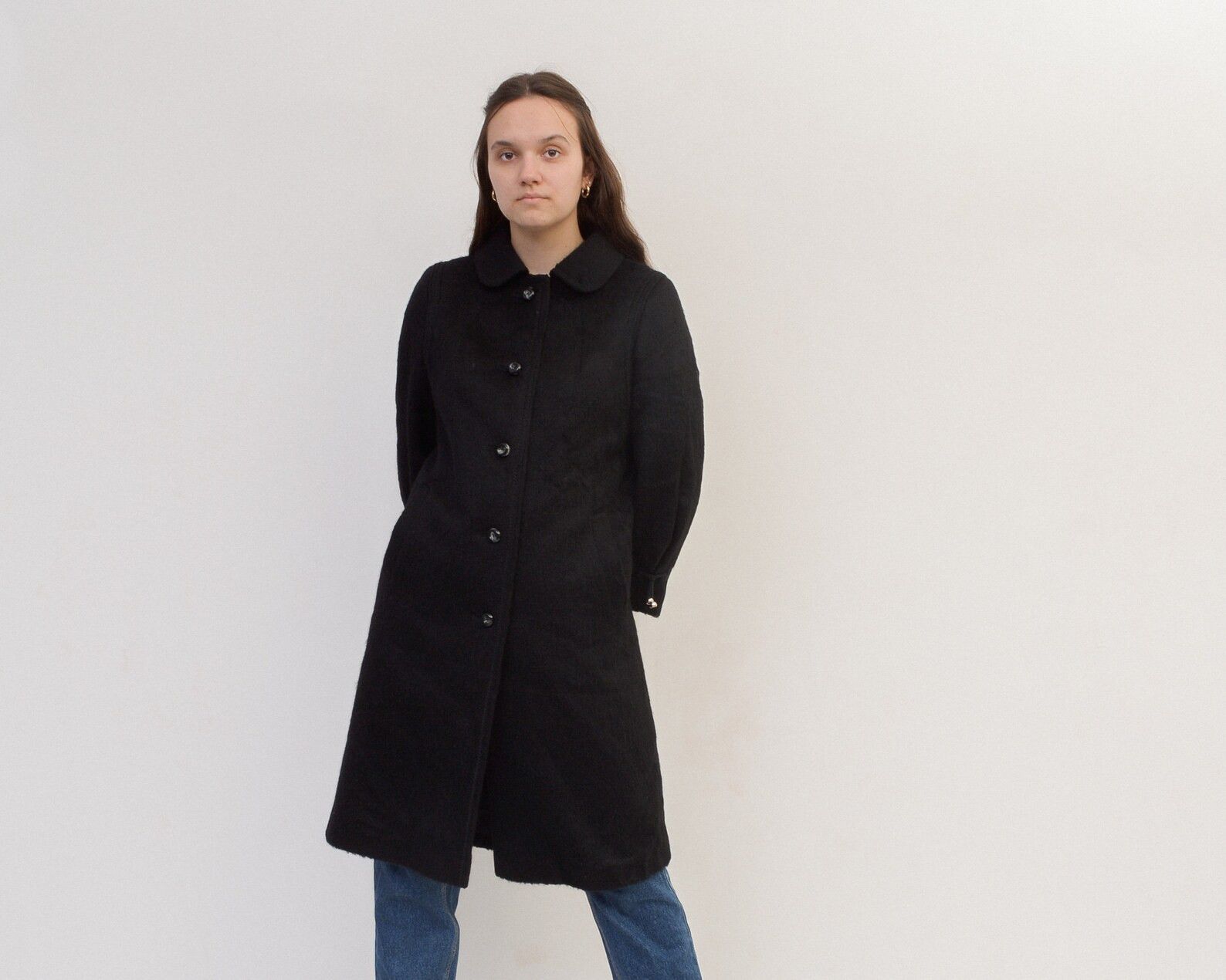C&A × Vintage Lama Wool Mohair UK 18 Overcoat Coat Warm Winter Jacket VTG Size XL / US 12-14 / IT 48-50 - 5 Thumbnail