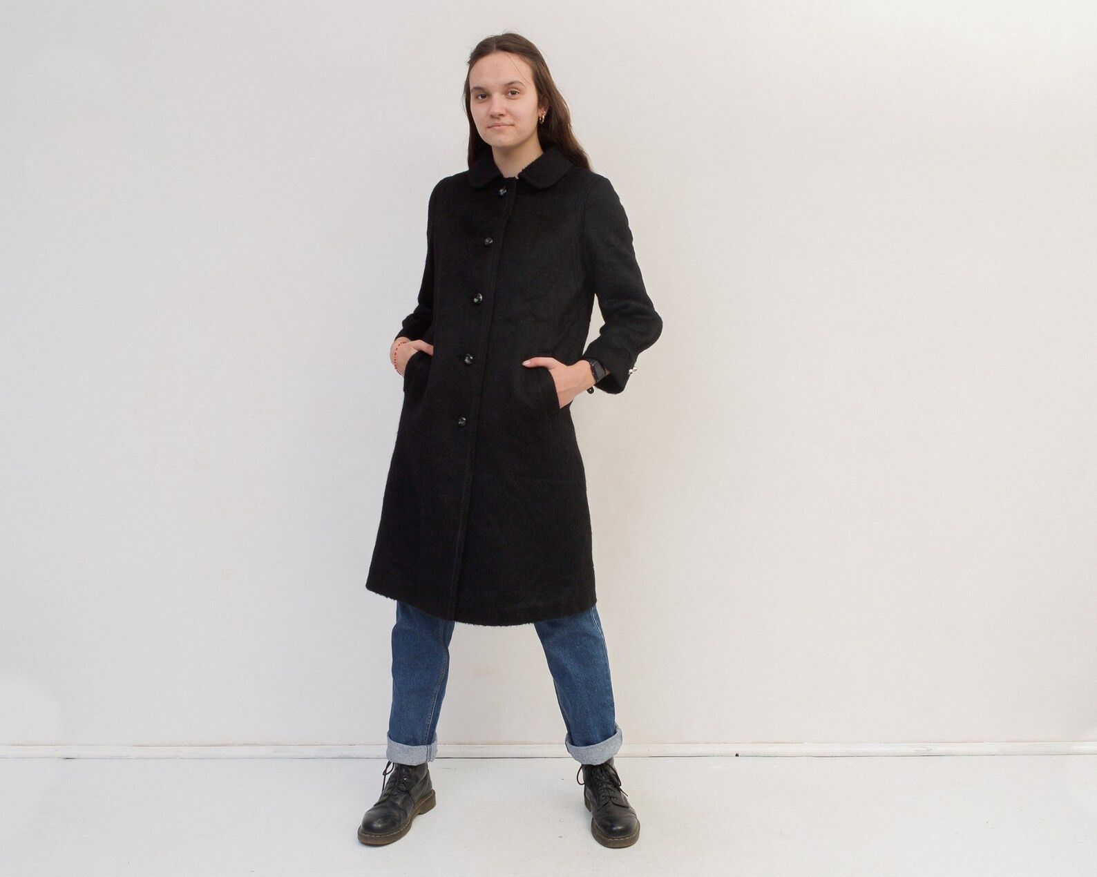 C&A × Vintage Lama Wool Mohair UK 18 Overcoat Coat Warm Winter Jacket VTG Size XL / US 12-14 / IT 48-50 - 2 Thumbnail