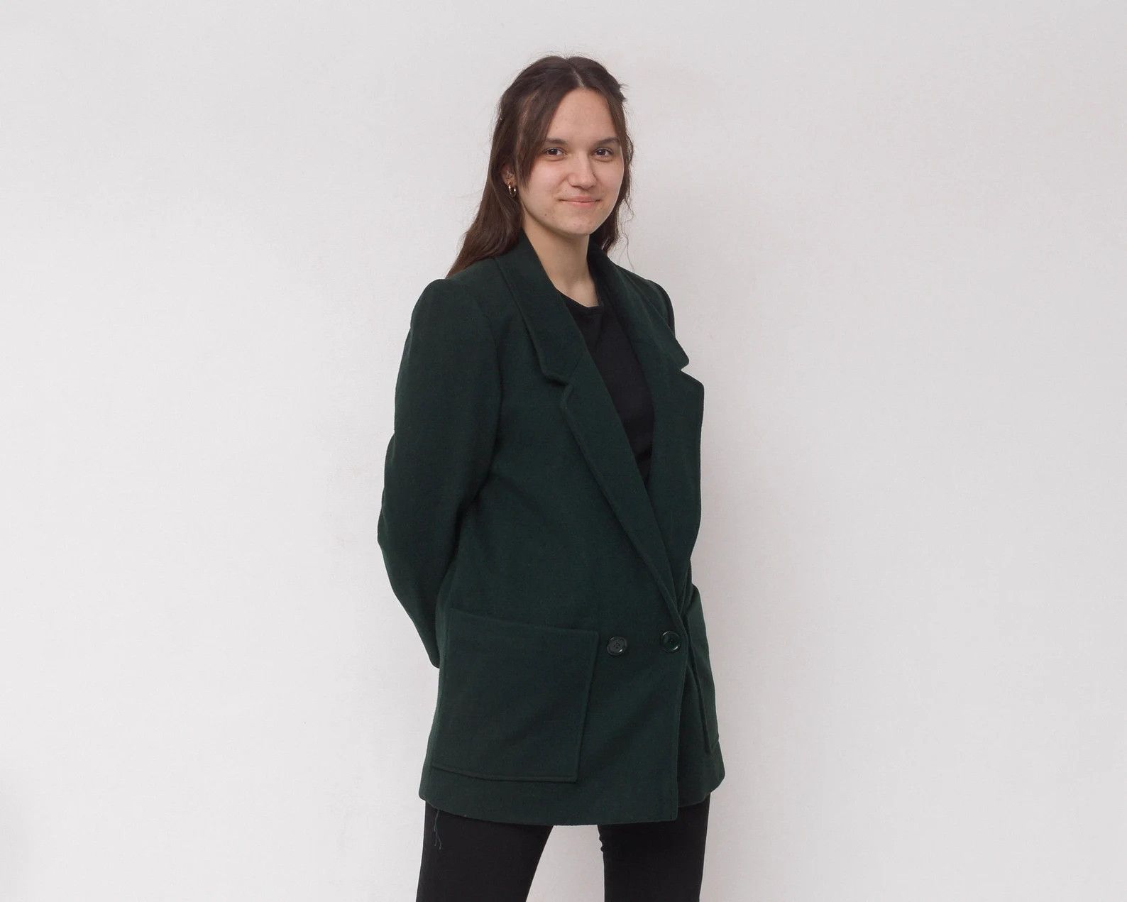 Vintage Gallery Wool Coat Jacket Overcoat Double Breasted Blazer VTG Size L / US 10 / IT 46 - 3 Thumbnail