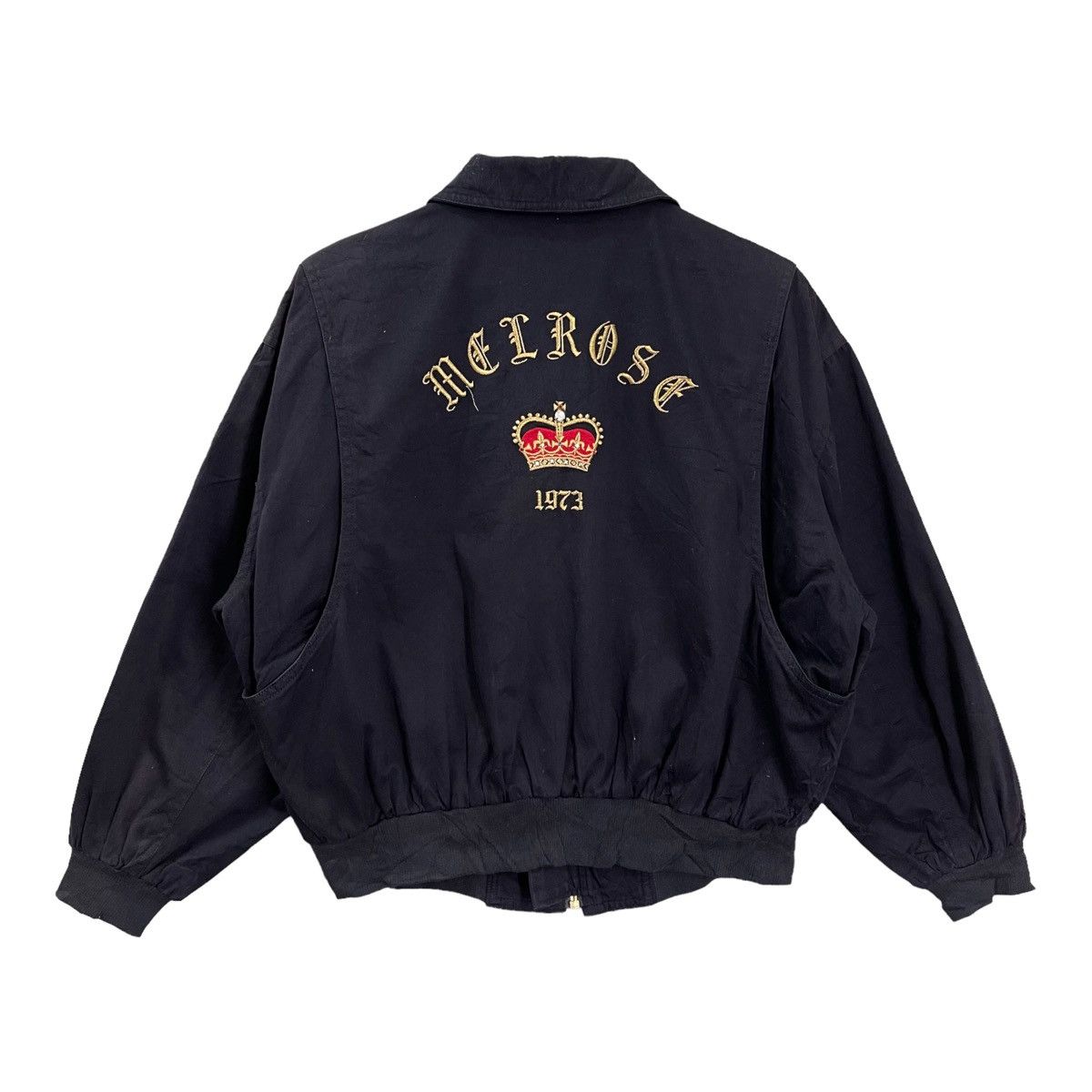 image of Vintage Melrose Big Logo Fullzip Jacket Size S in Black, Men's