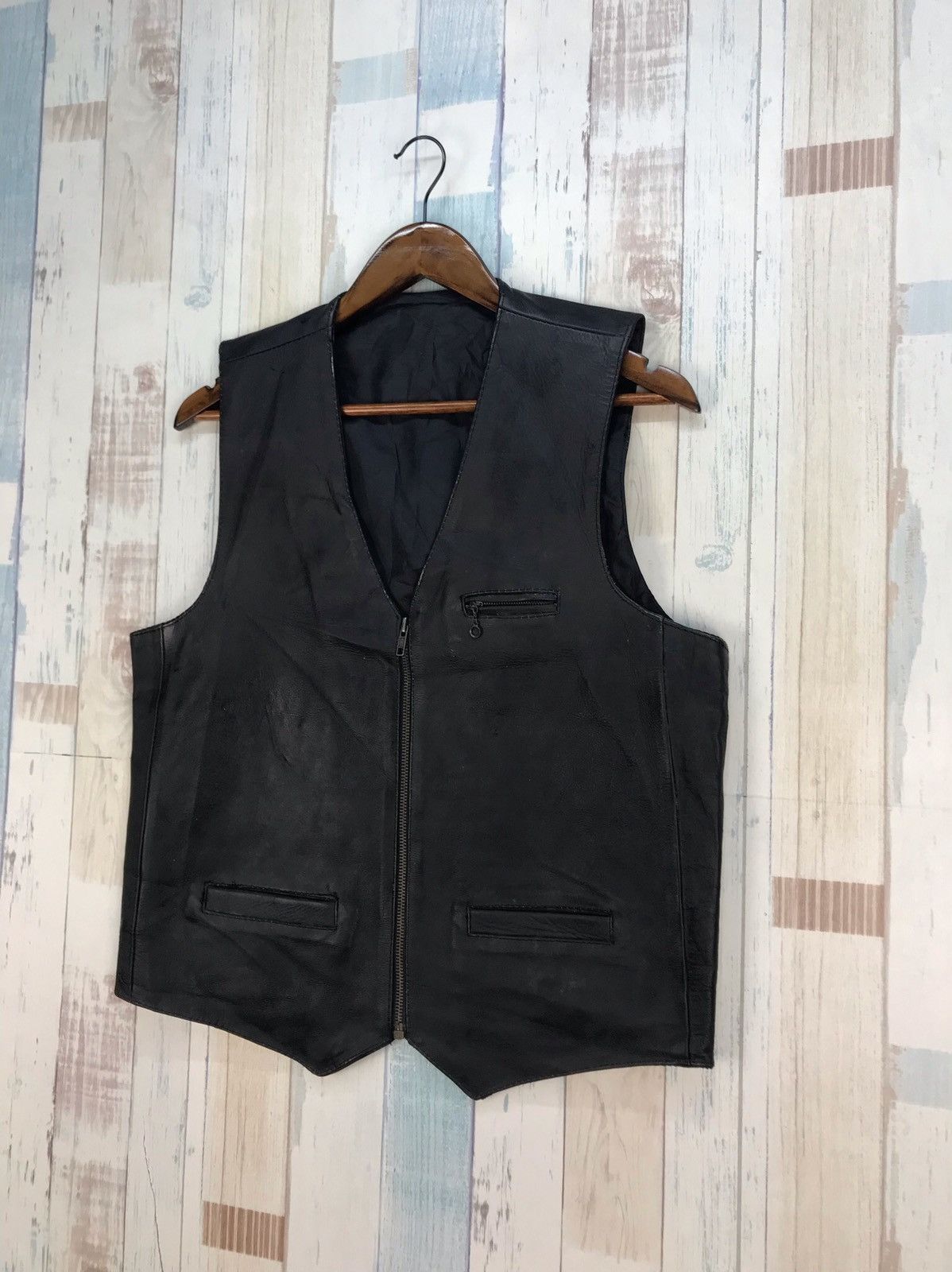 Genuine Leather × Vintage Vintage Leather Vest Size US L / EU 52-54 / 3 - 4 Thumbnail