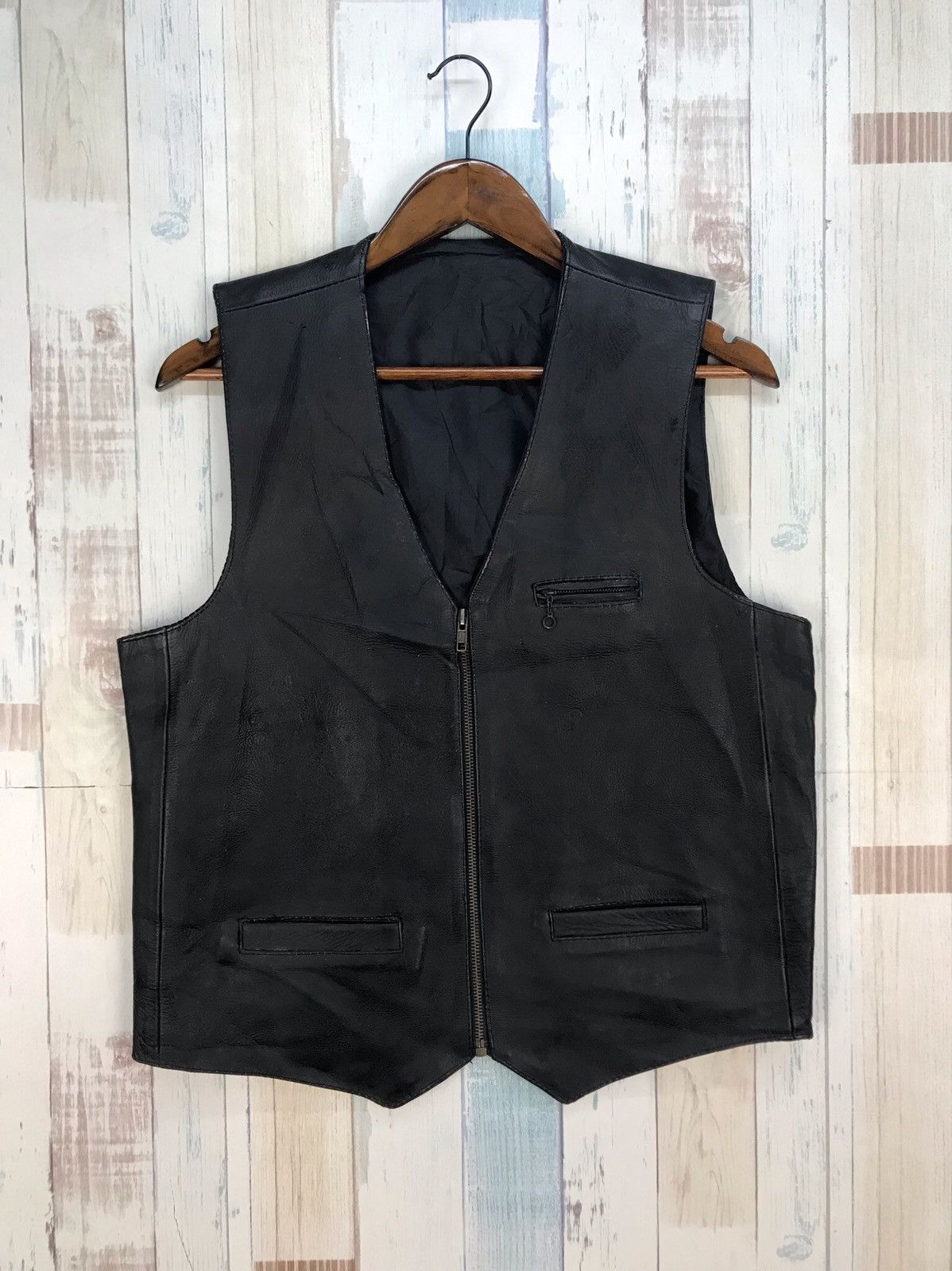 Genuine Leather × Vintage Vintage Leather Vest Size US L / EU 52-54 / 3 - 1 Thumbnail