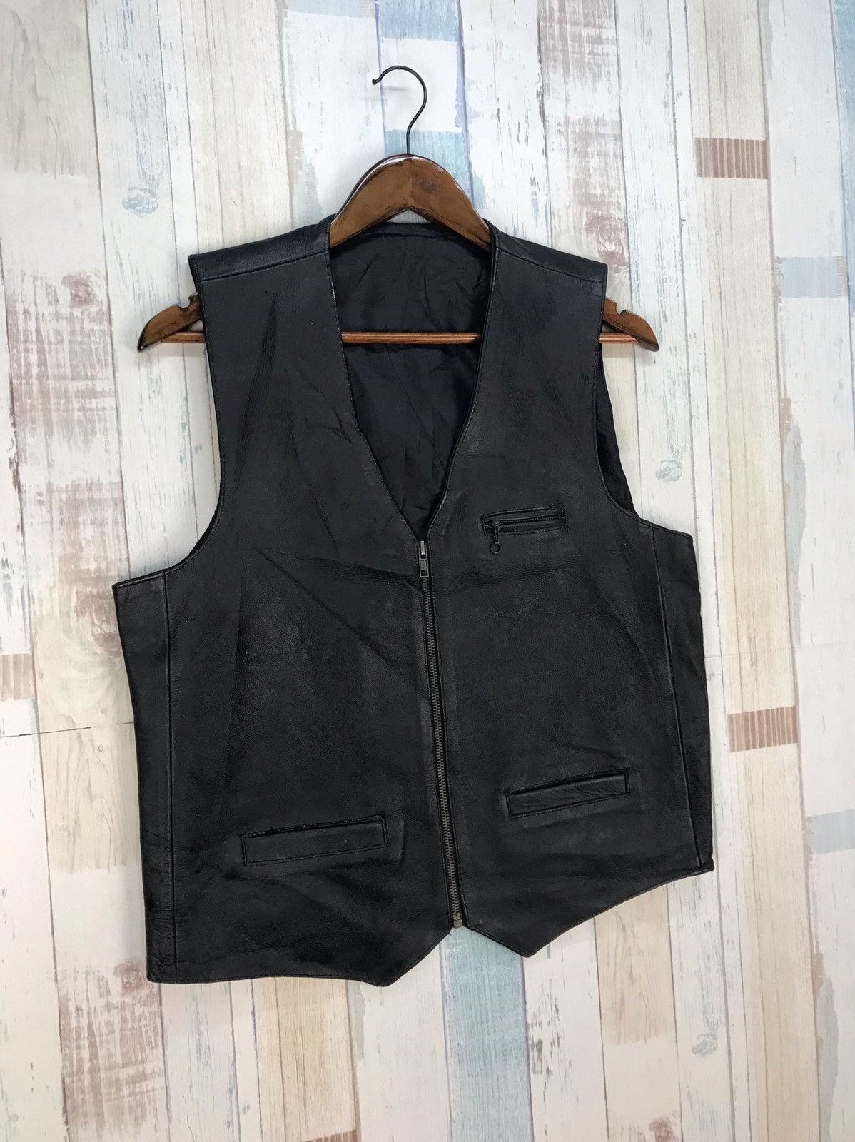 Genuine Leather × Vintage Vintage Leather Vest Size US L / EU 52-54 / 3 - 3 Thumbnail