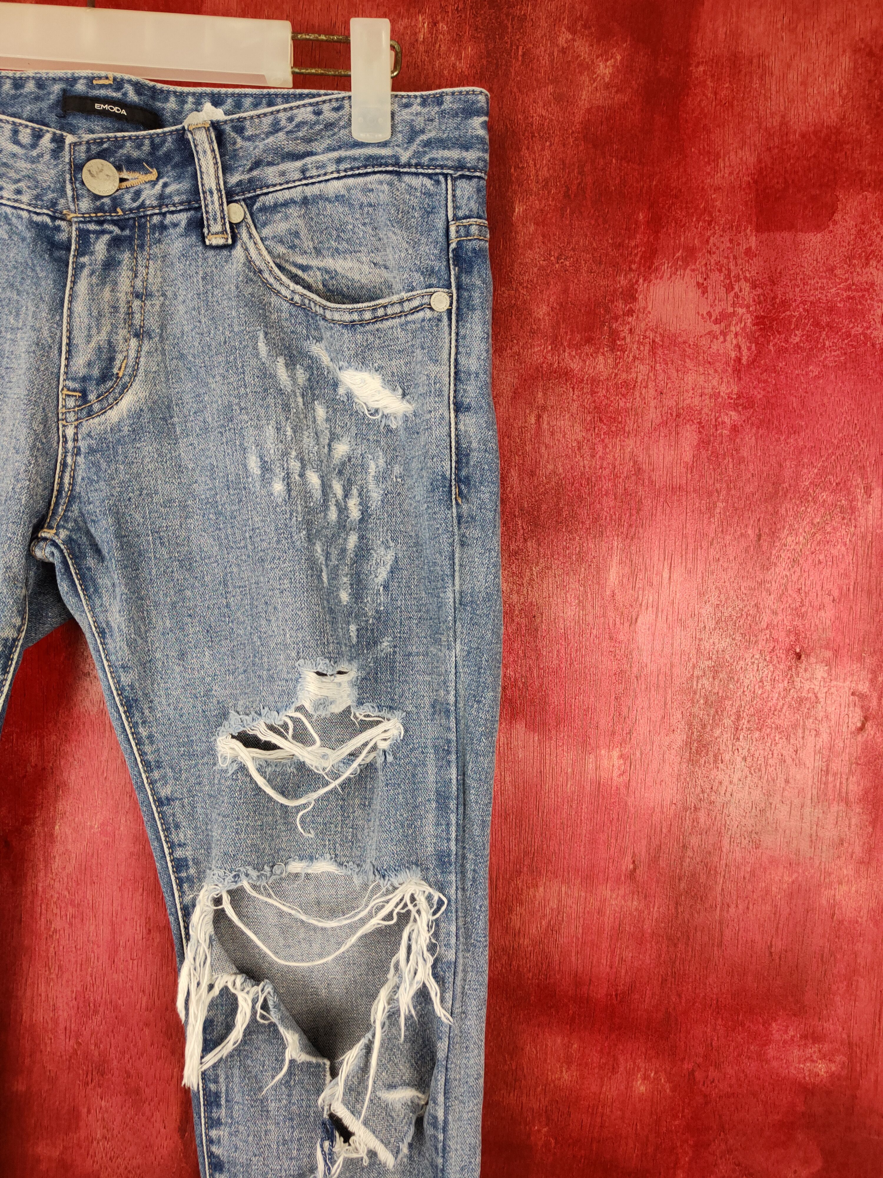 Japanese Brand Emoda Blue Denim Ripped Distressed Denim#5963 Size 30" / US 8 / IT 44 - 5 Thumbnail