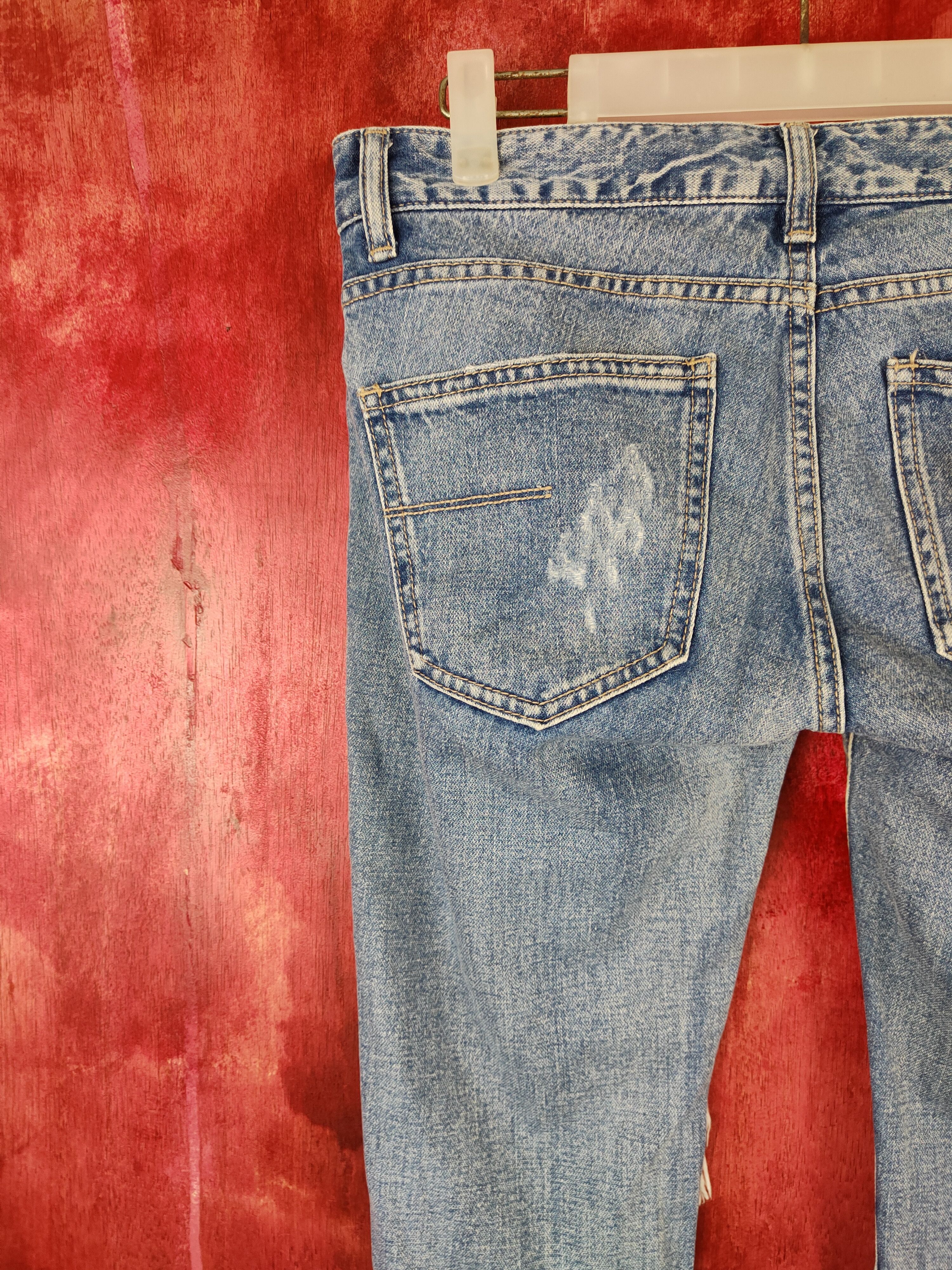 Japanese Brand Emoda Blue Denim Ripped Distressed Denim#5963 Size 30" / US 8 / IT 44 - 8 Thumbnail