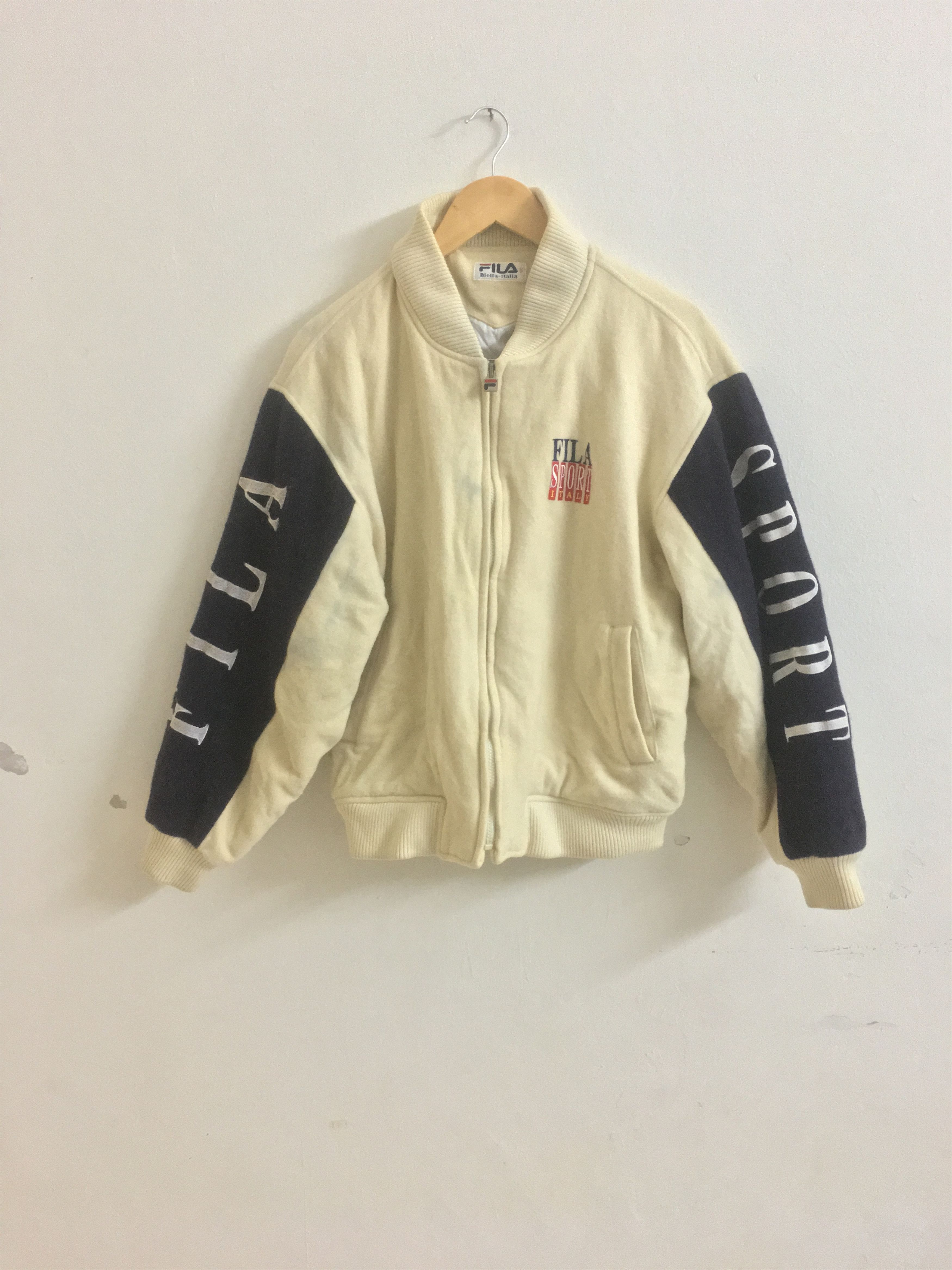 Fila × Vintage Vintage 90s Fila Biela Italia Zipper varsity Jacket Size US L / EU 52-54 / 3 - 1 Thumbnail