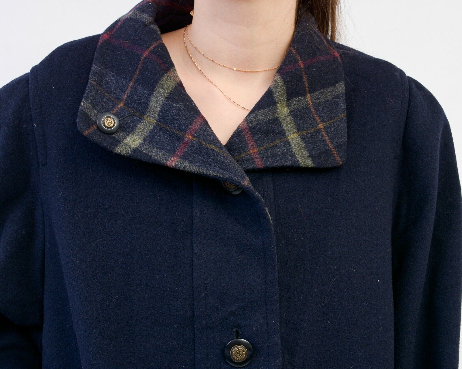 Other × Vintage 80's Women's Coat Jacket Overcoat Overcoat Check Plaid Size L / US 10 / IT 46 - 5 Thumbnail