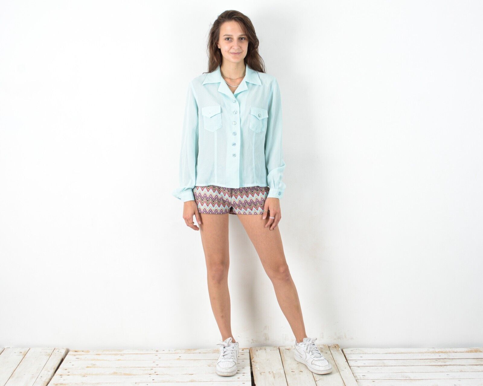 Other × Vintage 70's Plaid Shirt Long Sleeve Blouse Cute Summer Button Spain Size M / US 6-8 / IT 42-44 - 1 Thumbnail