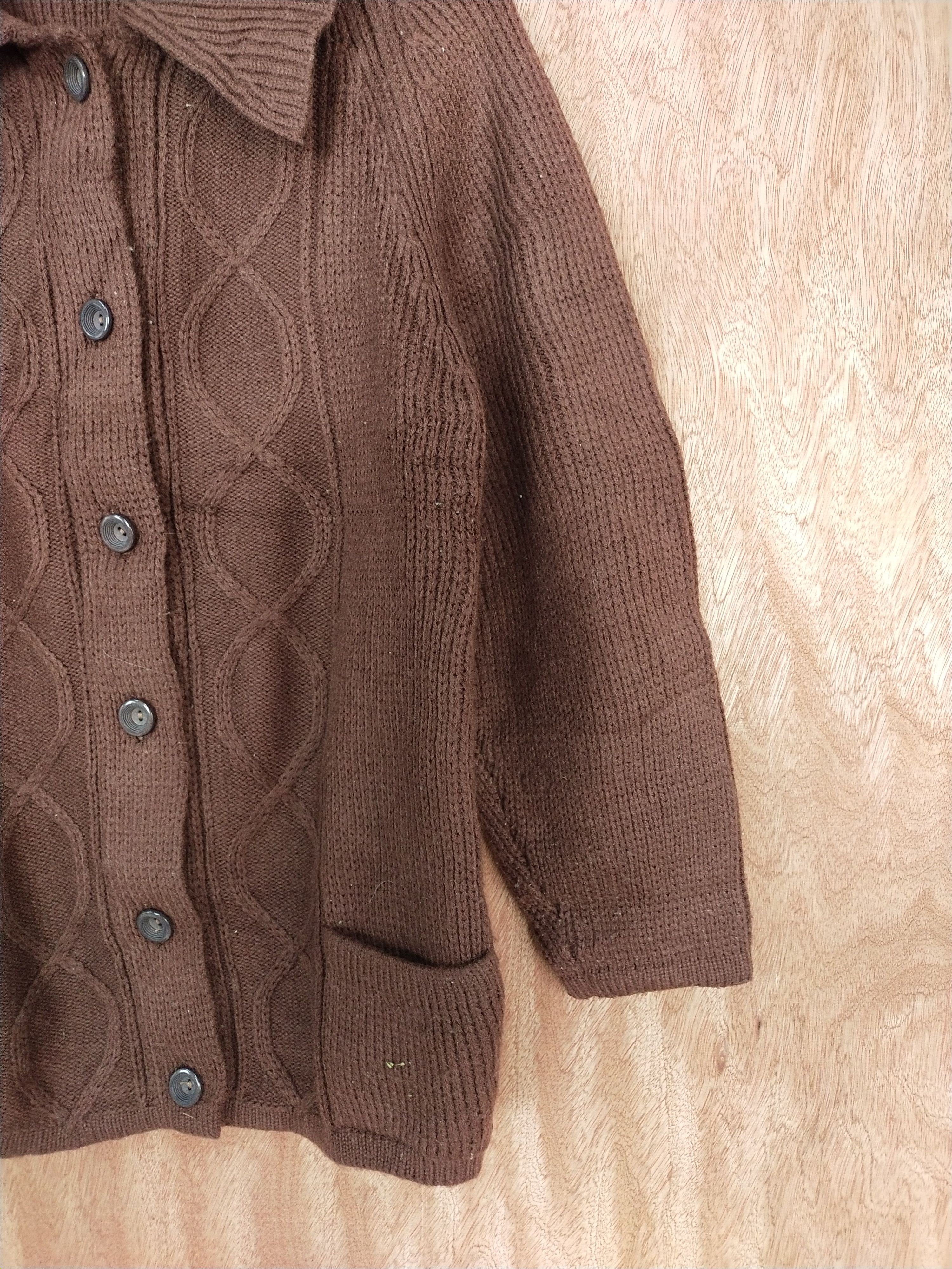 Aran Isles Knitwear × Japanese Brand Japan knitwear Brown cardigan #S160 Size US M / EU 48-50 / 2 - 3 Thumbnail