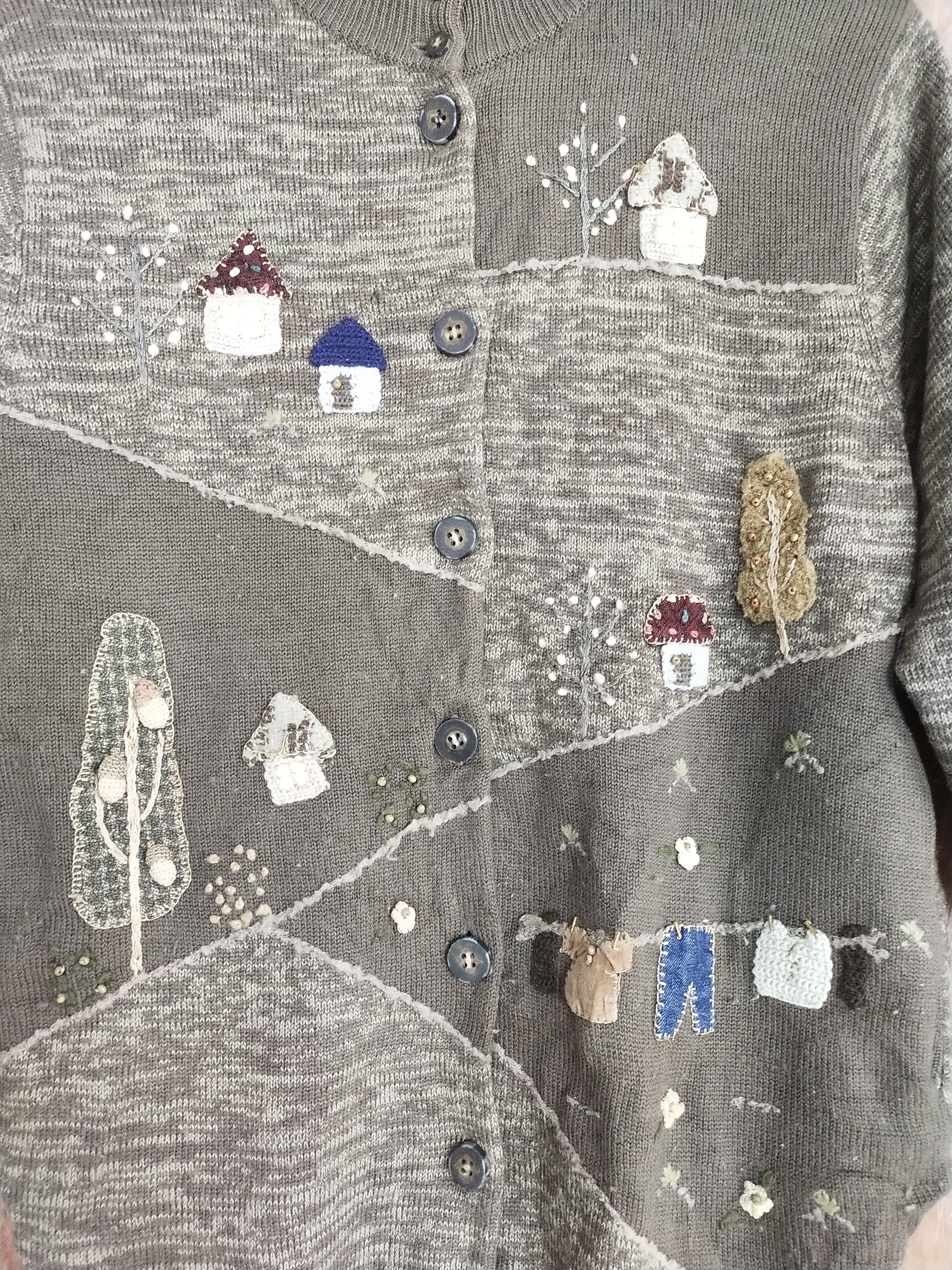 Japanese Brand × Vintage Creor brown knitwear art vintage cardigan #S165 Size US M / EU 48-50 / 2 - 3 Thumbnail