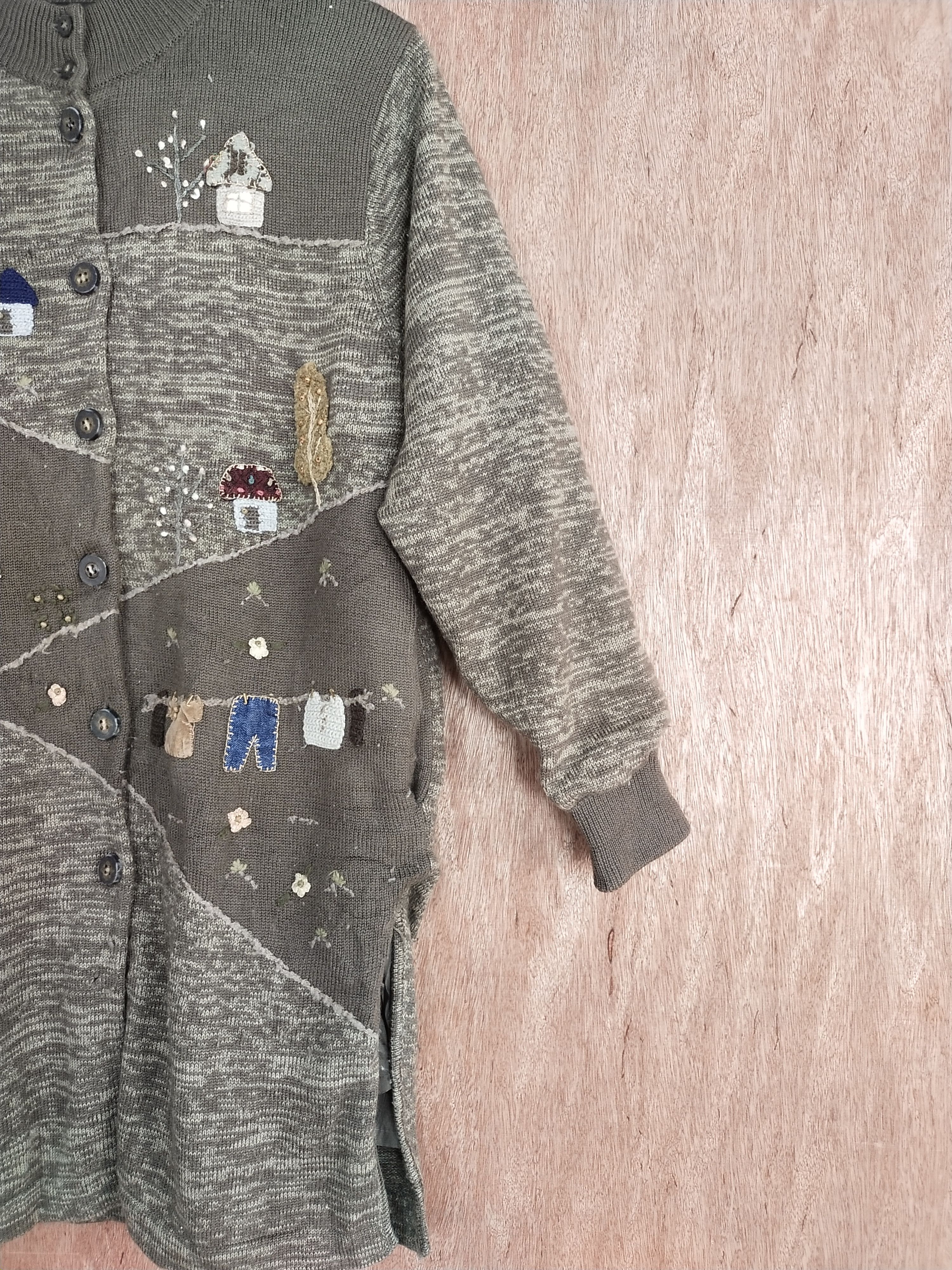 Japanese Brand × Vintage Creor brown knitwear art vintage cardigan #S165 Size US M / EU 48-50 / 2 - 4 Thumbnail