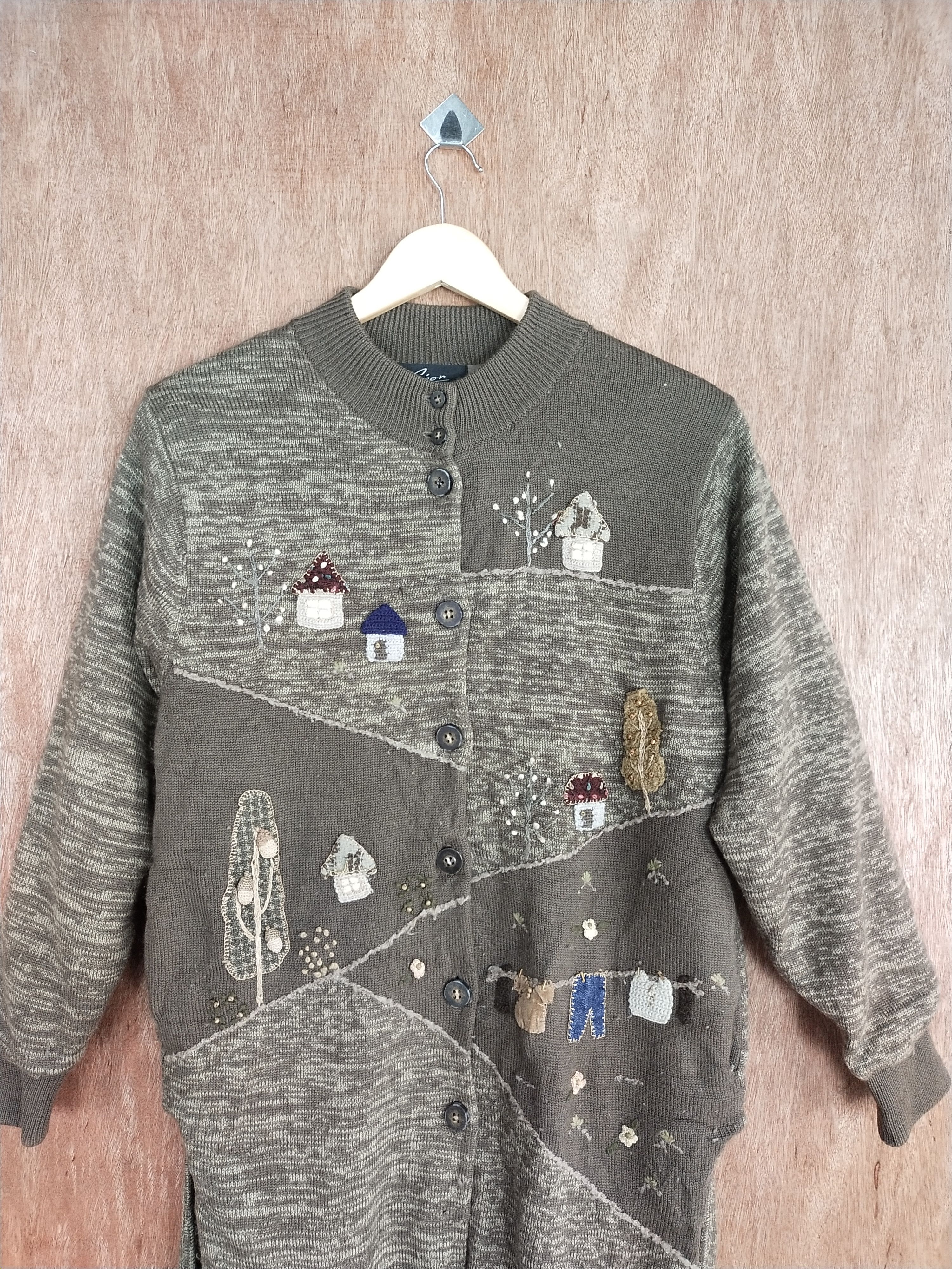 Japanese Brand × Vintage Creor brown knitwear art vintage cardigan #S165 Size US M / EU 48-50 / 2 - 2 Thumbnail