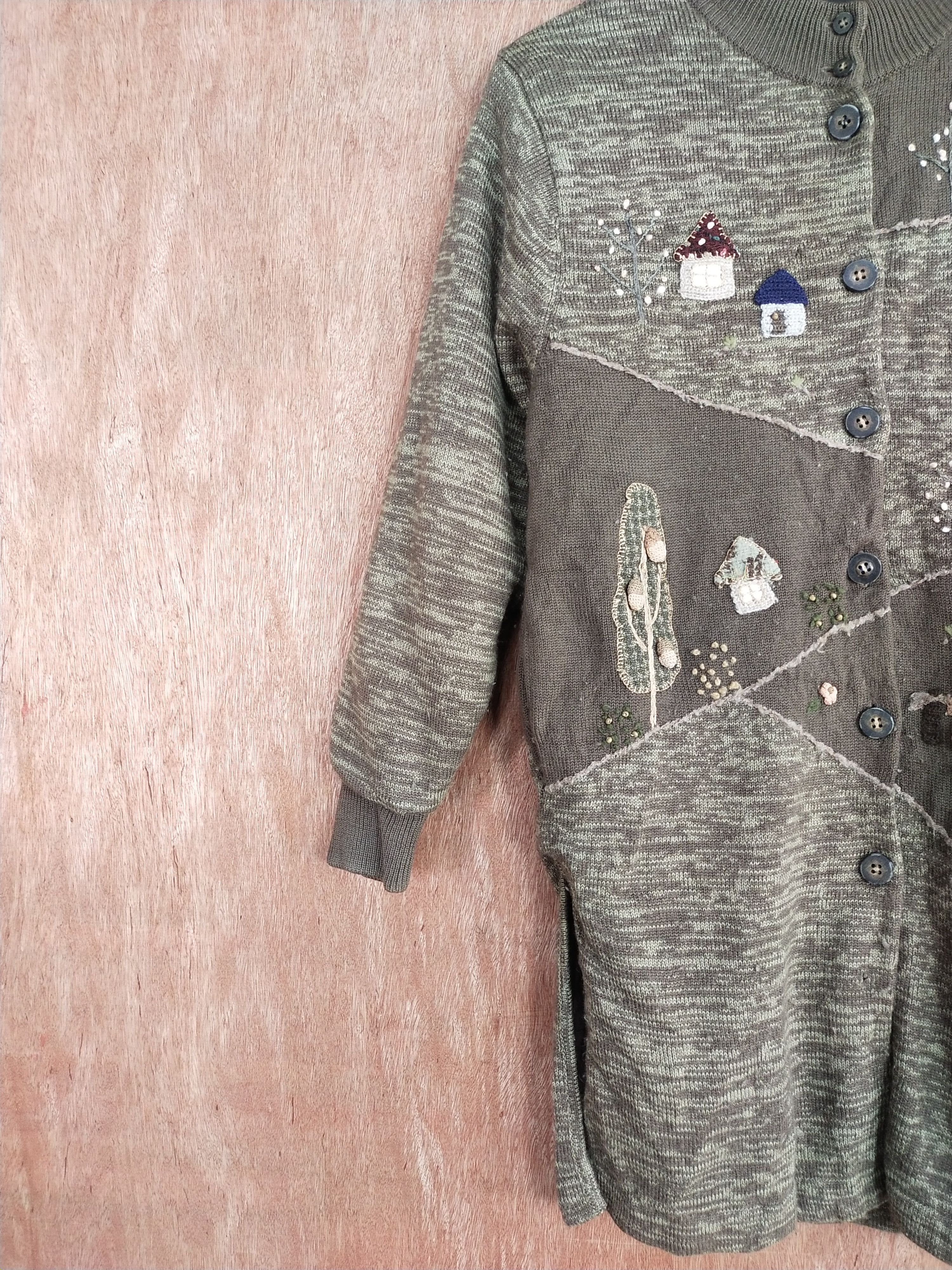 Japanese Brand × Vintage Creor brown knitwear art vintage cardigan #S165 Size US M / EU 48-50 / 2 - 5 Thumbnail