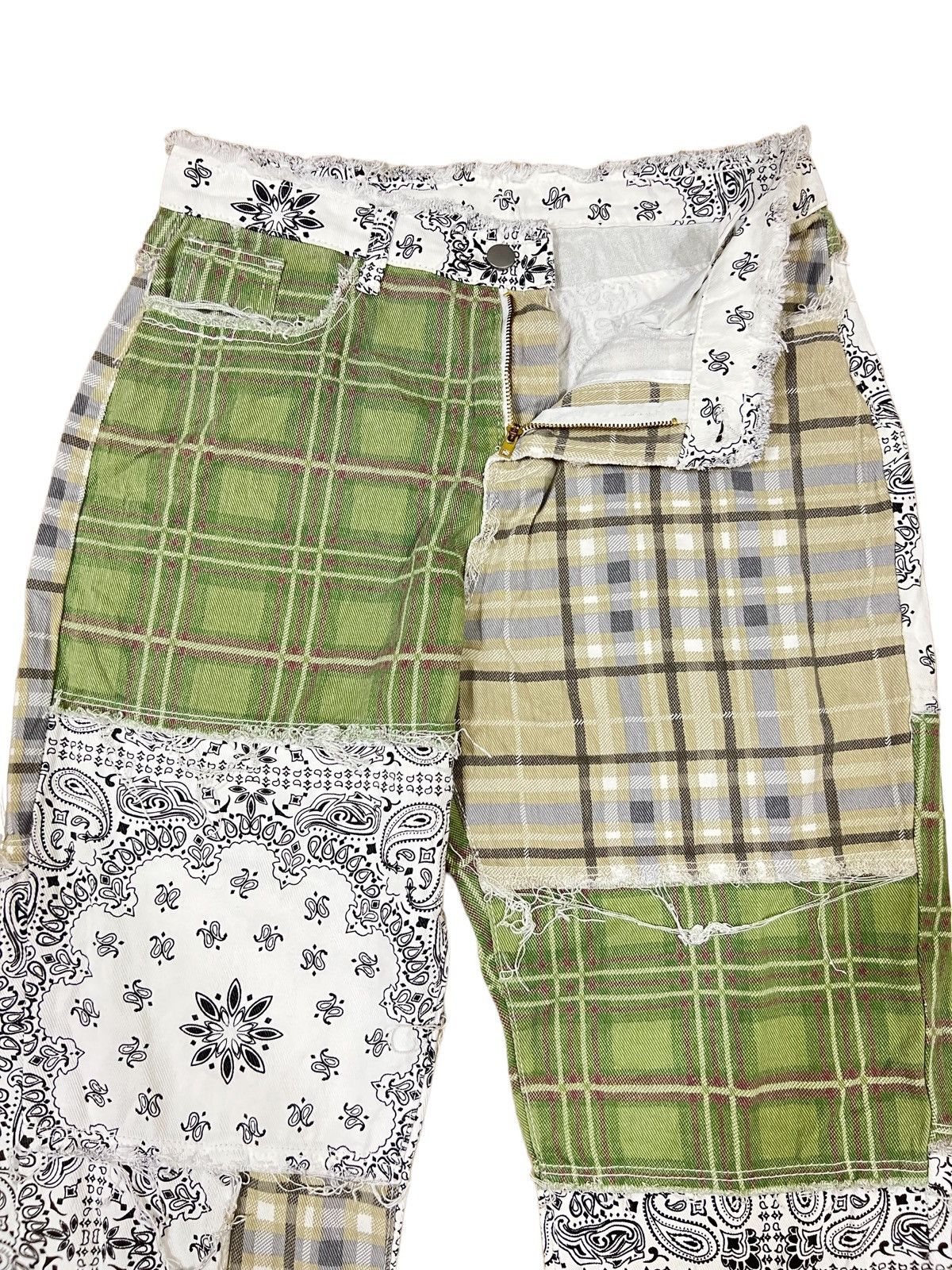 Sasquatchfabrix DOPE🔥Japan Crafted Material Patchwork Paisley Checked Pants Size US 30 / EU 46 - 3 Thumbnail
