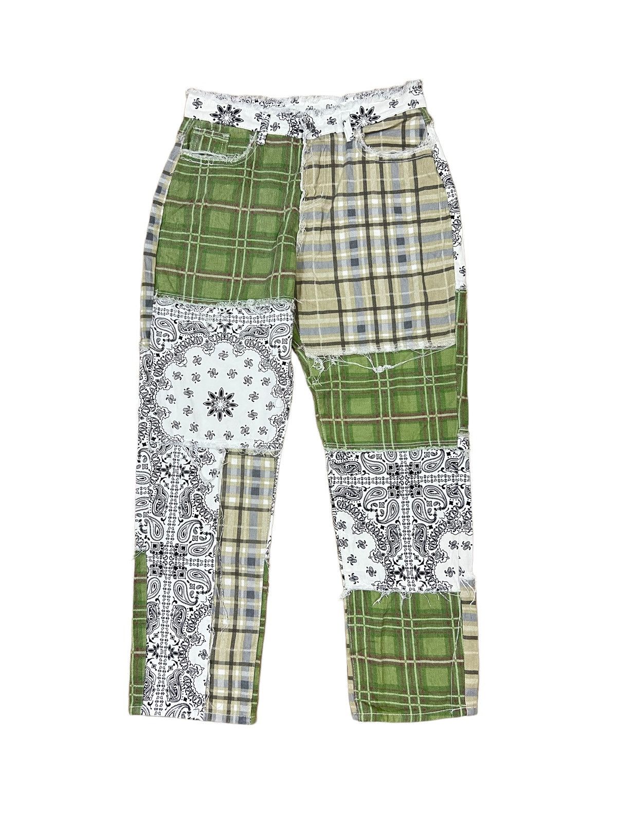 Sasquatchfabrix DOPE🔥Japan Crafted Material Patchwork Paisley Checked Pants Size US 30 / EU 46 - 1 Thumbnail