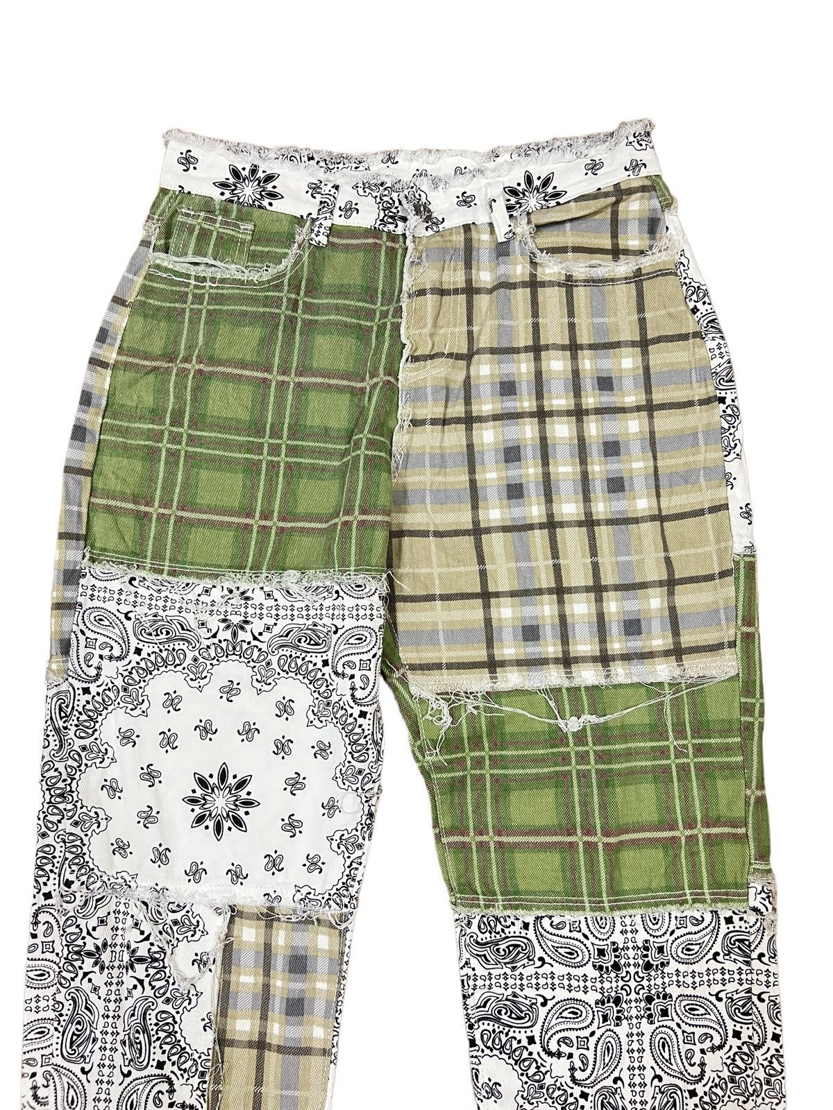 Sasquatchfabrix DOPE🔥Japan Crafted Material Patchwork Paisley Checked Pants Size US 30 / EU 46 - 2 Thumbnail