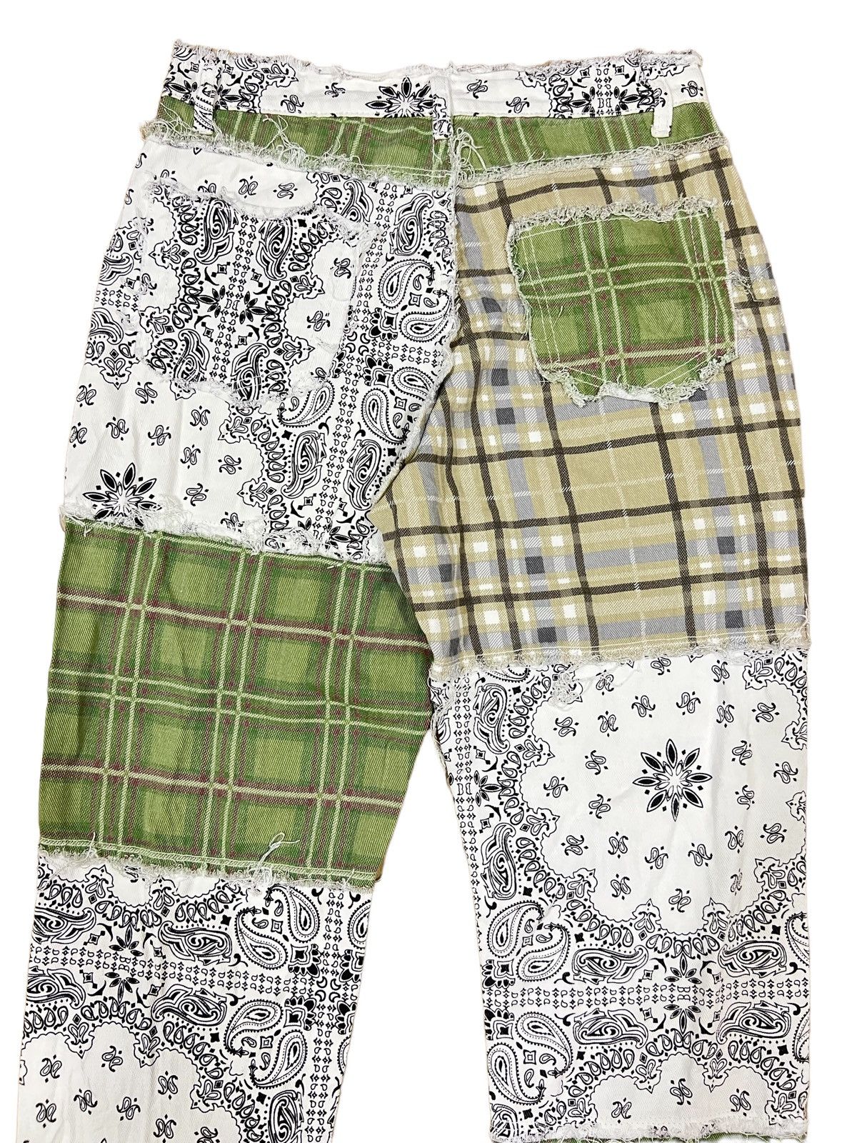 Sasquatchfabrix DOPE🔥Japan Crafted Material Patchwork Paisley Checked Pants Size US 30 / EU 46 - 5 Thumbnail