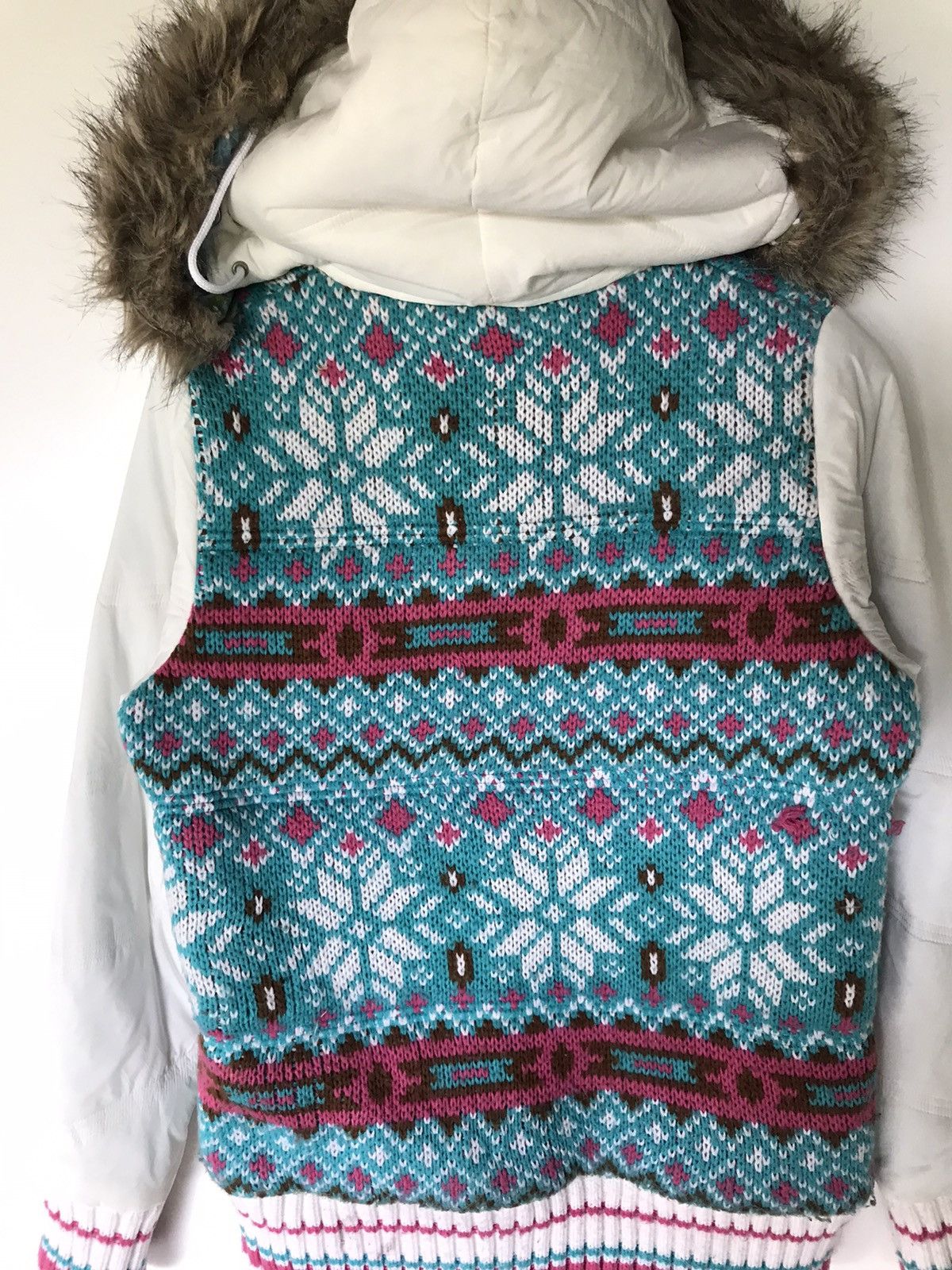 If Six Was Nine Roxy Fair Isle Nordic Knit Faux Fur Hooded Zip-Up Jacket Size US S / EU 44-46 / 1 - 9 Thumbnail