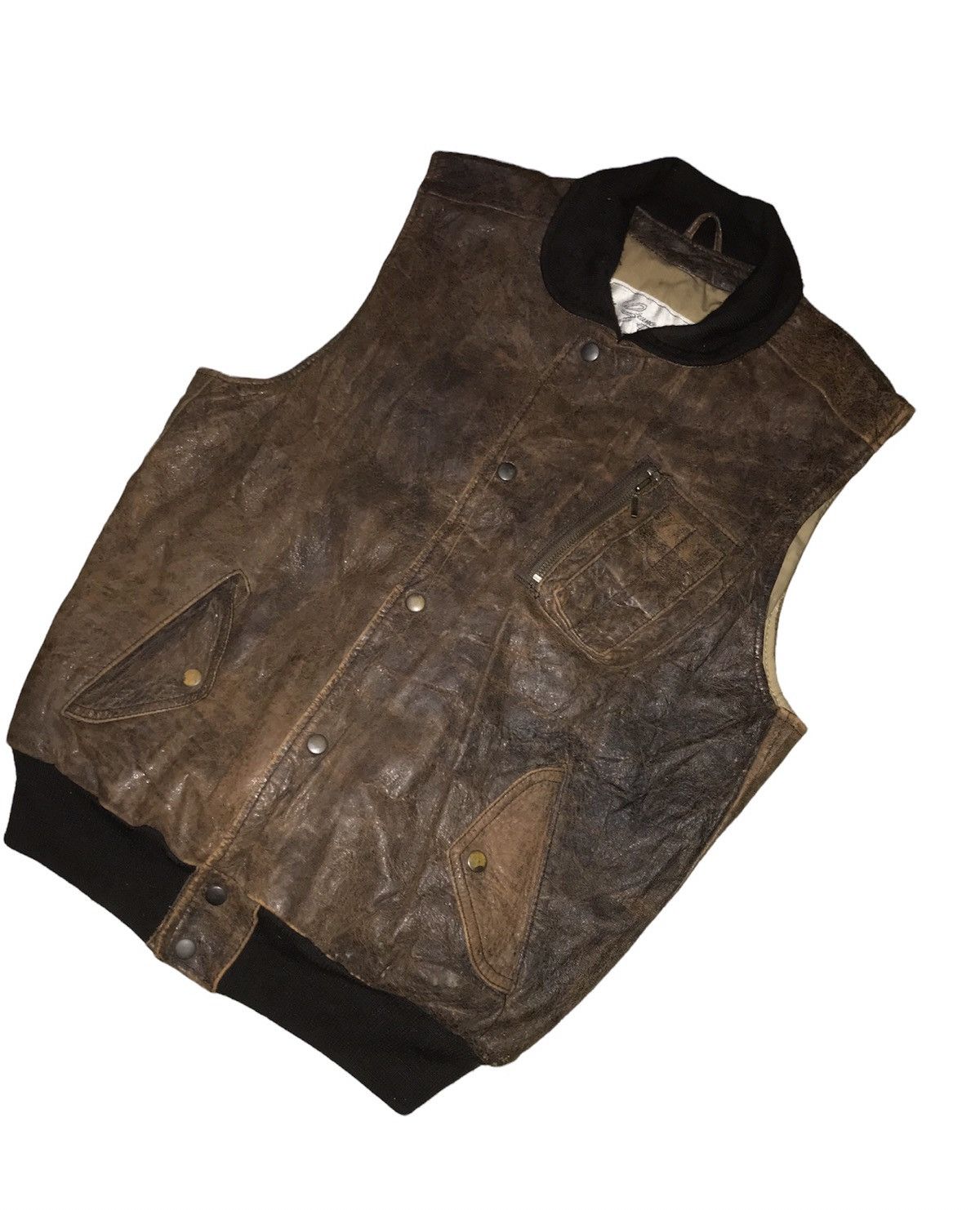 Japanese Brand Japanese Brand Vintage Leather Vest Biker Jacket Size US S / EU 44-46 / 1 - 6 Thumbnail