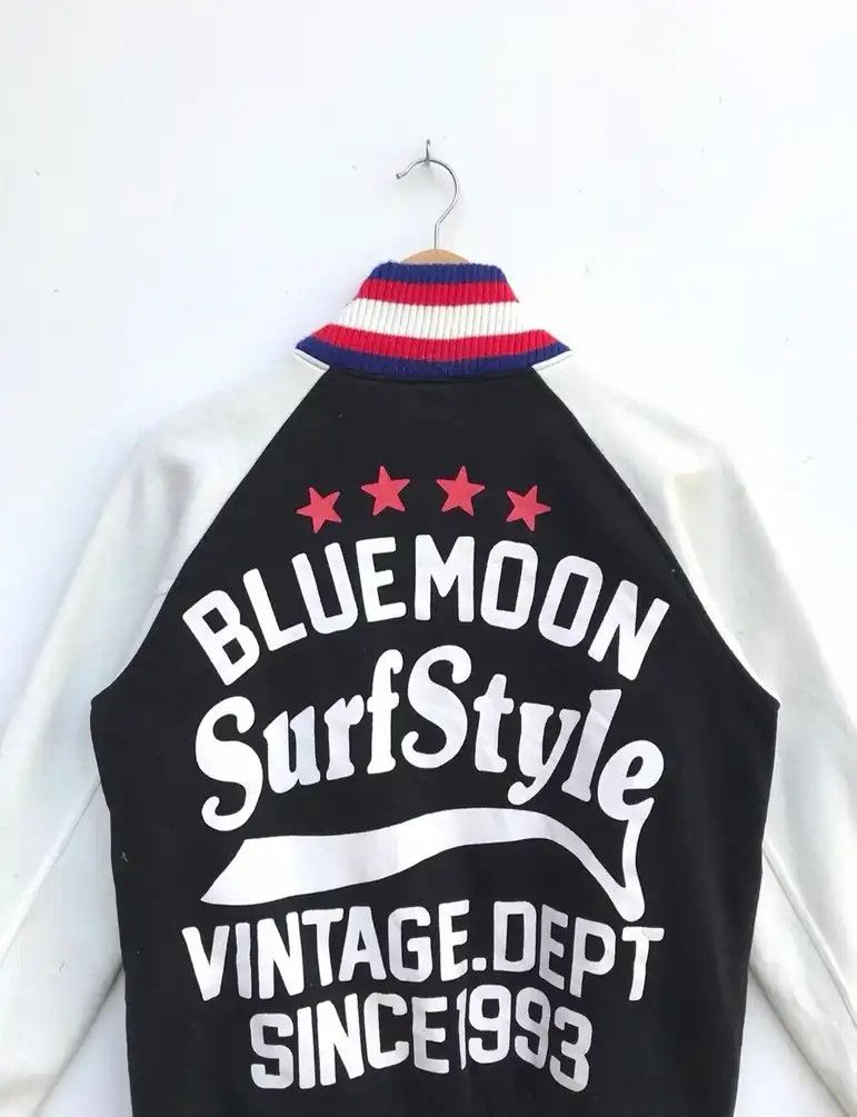 Blue Moon Blue Japan Surf Style Varsity Jacket