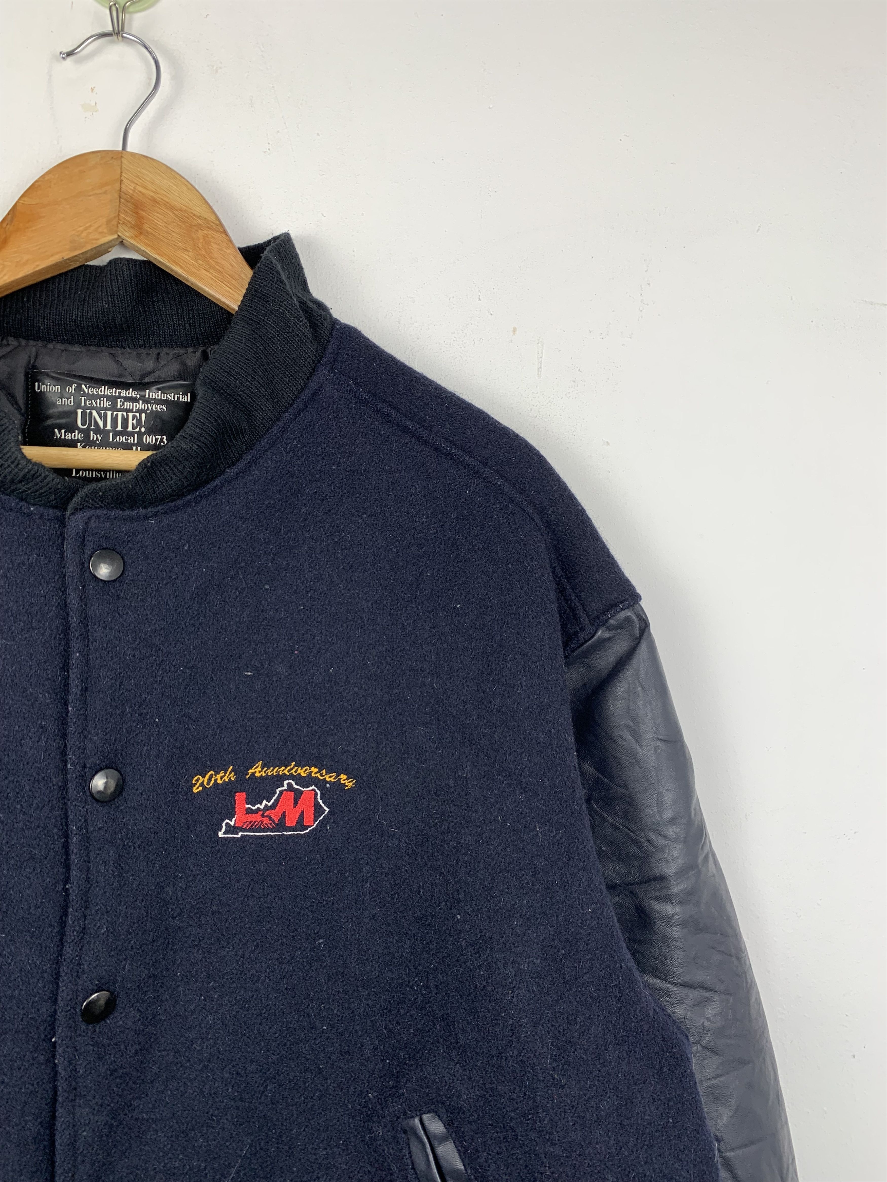 Vintage Vintage 90s 20th Anniversary Sleeve Leather Varsity Jacket Size US L / EU 52-54 / 3 - 6 Thumbnail