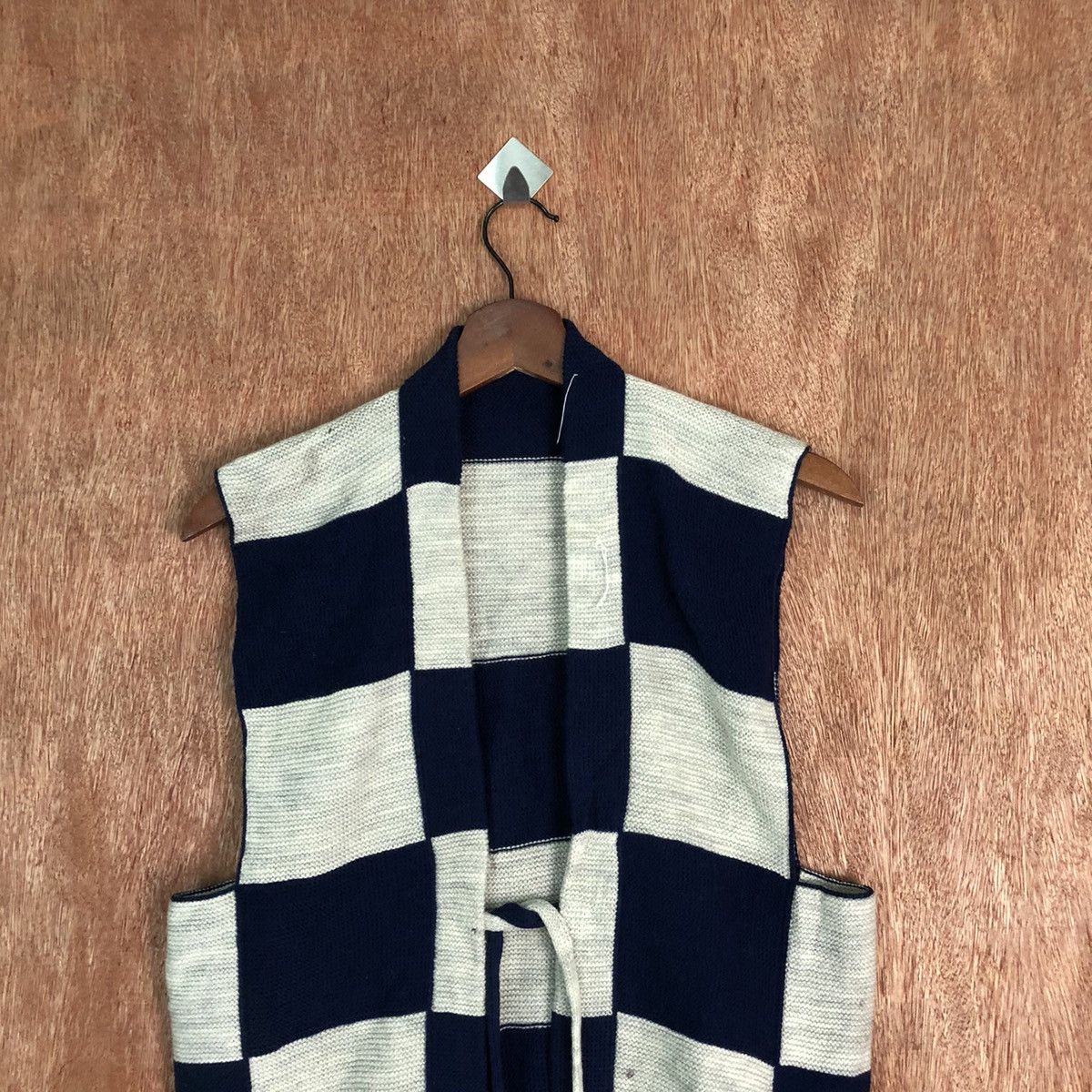 Aran Isles Knitwear × Homespun Knitwear × Japanese Brand Japanese Brand Checkred Black White Vest #303 Size XS / US 0-2 / IT 36-38 - 2 Thumbnail