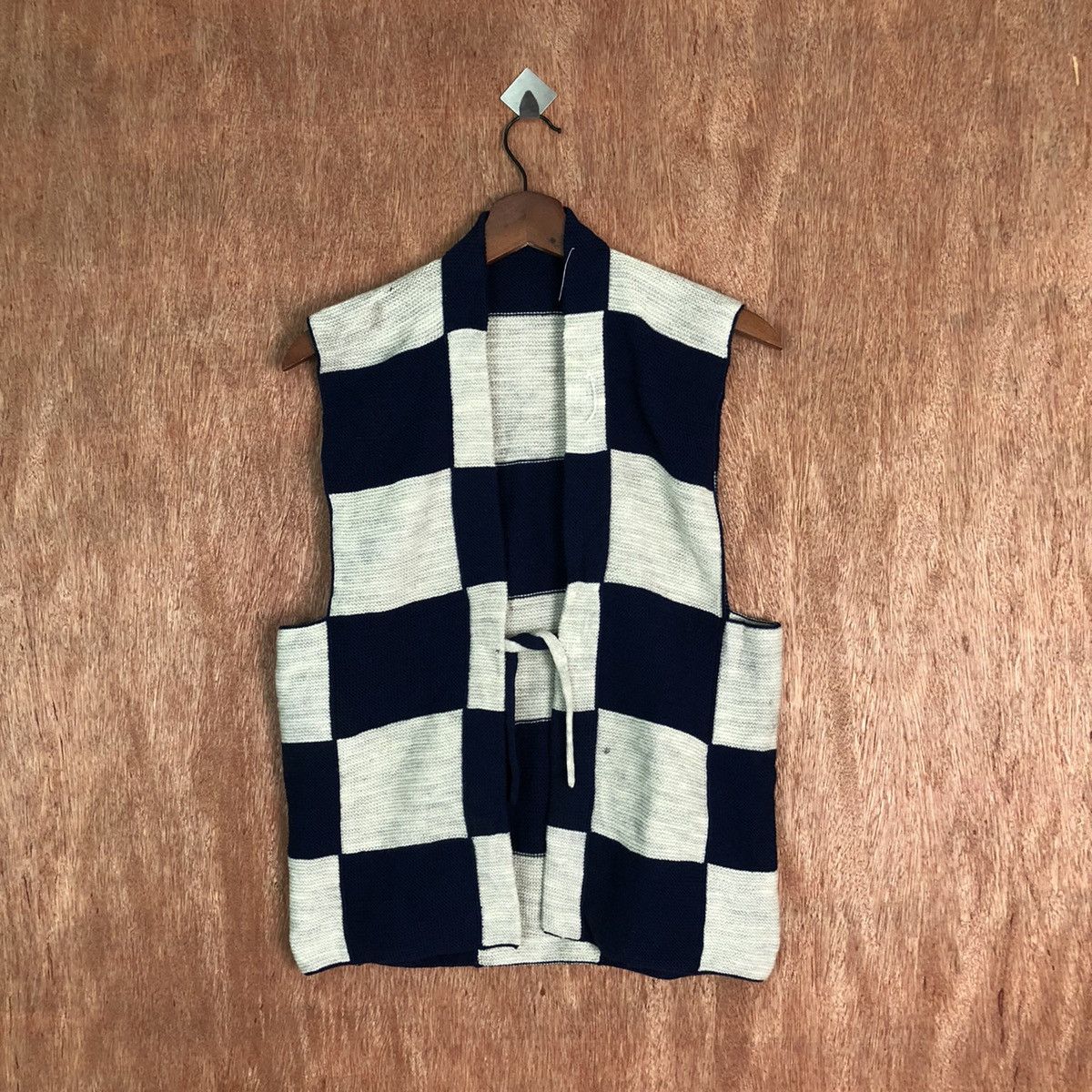 Aran Isles Knitwear × Homespun Knitwear × Japanese Brand Japanese Brand Checkred Black White Vest #303 Size XS / US 0-2 / IT 36-38 - 1 Thumbnail