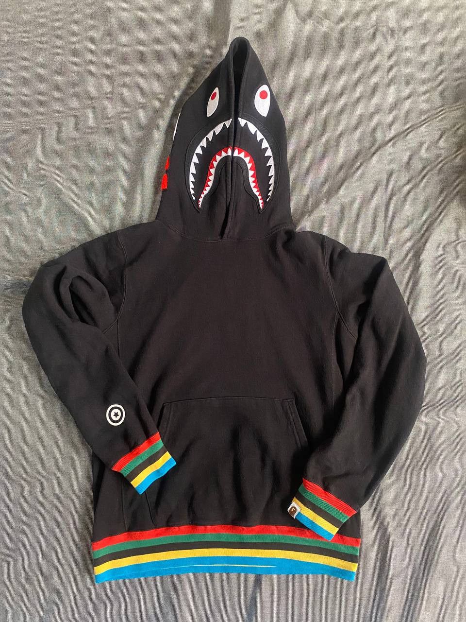Bape LINE RIB SHARK PULLOVER HOODIE | Grailed