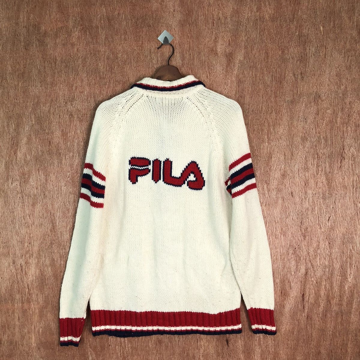 Fila Vintage Fila 73 White Patterned Cardigans #298 Size US M / EU 48-50 / 2 - 9 Thumbnail