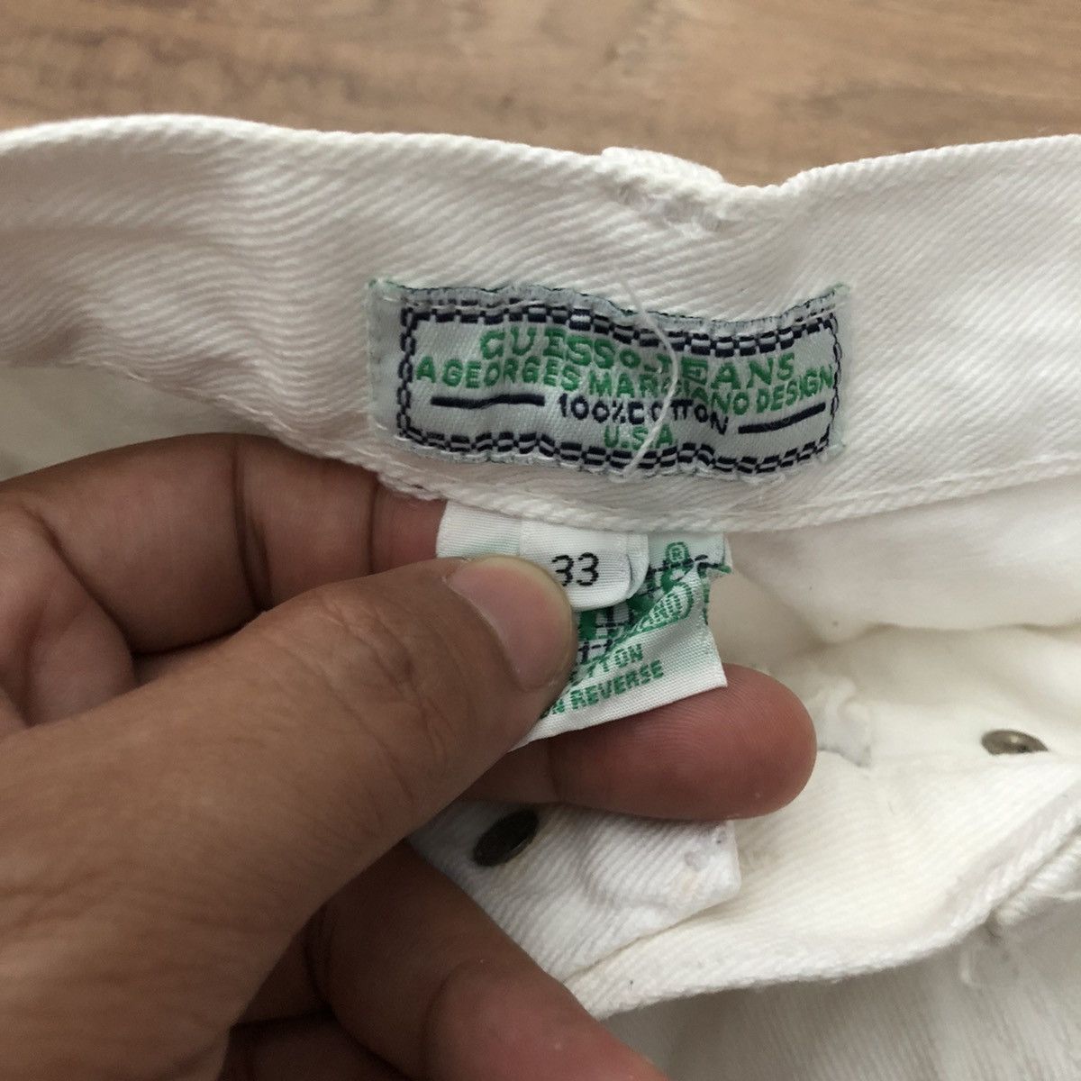 Guess × Vintage 90’s Guess White Jeans Hip Hop Vibe Size US 29 - 6 Thumbnail