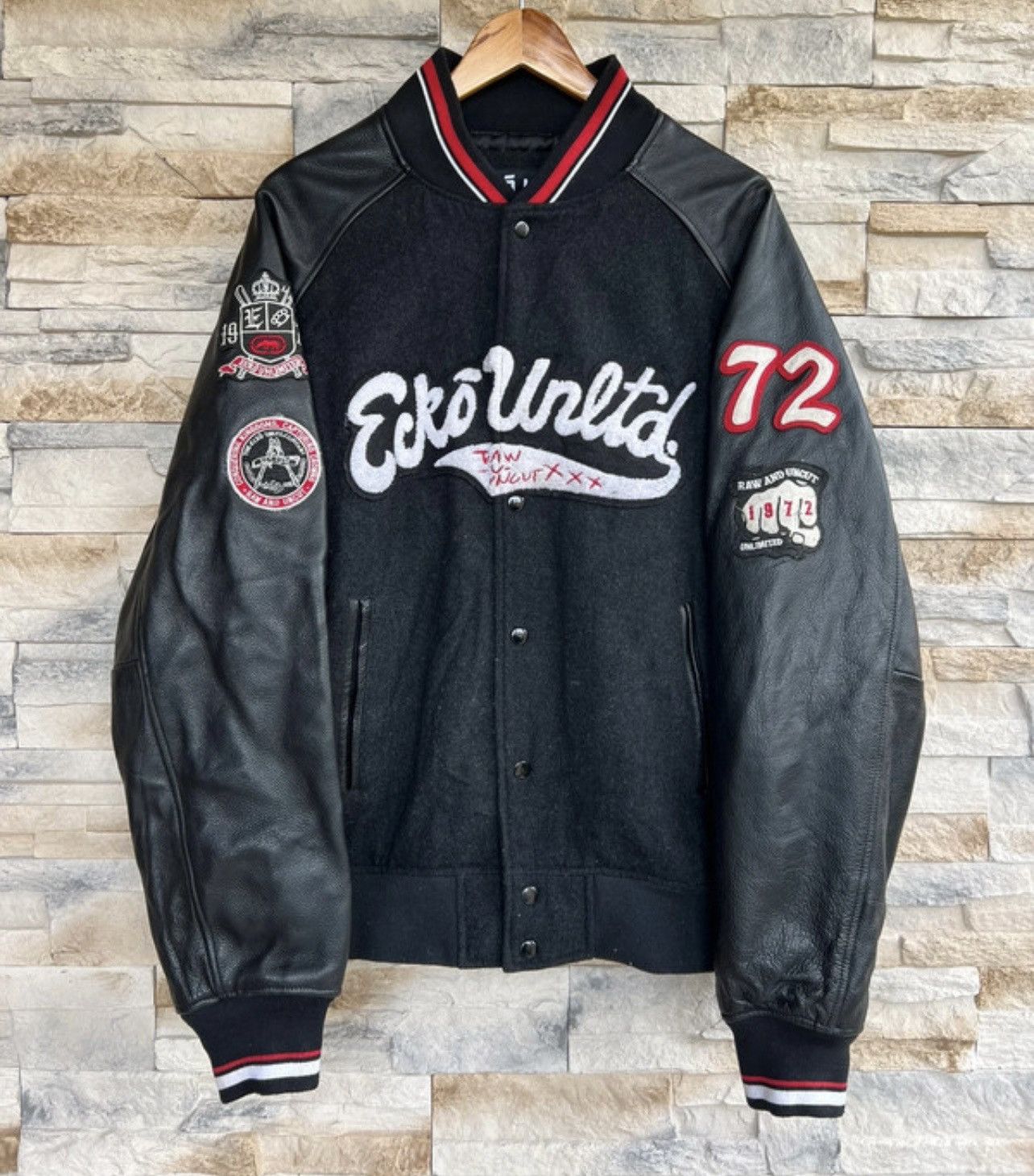 Ecko Unltd. Vintage leather jacket varsity bomber ecko unlts hip jop
