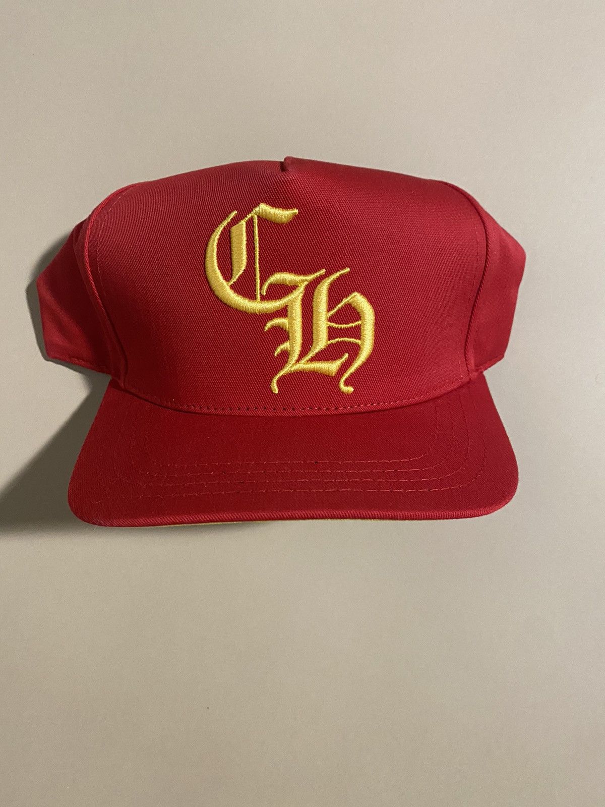 Chrome Hearts Red + Yellow Chrome Hearts Hat w/ RARE GOLD Cross | Grailed