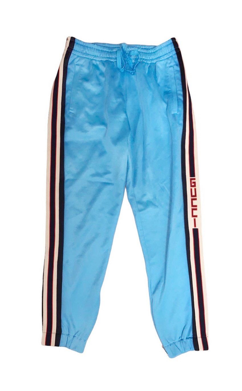 Gucci light blue joggers sweatpants with side stripe logo Grailed