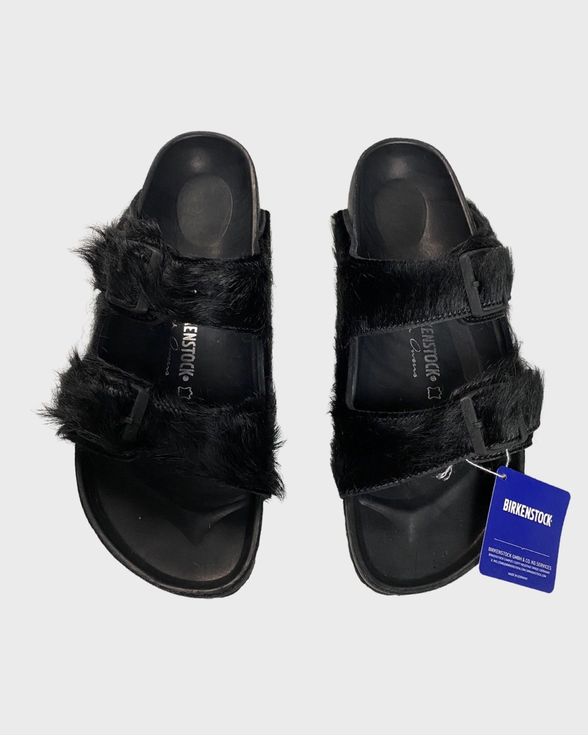Rick Owens SZ43 Black fur Arizona Birkenstock slippers sandals