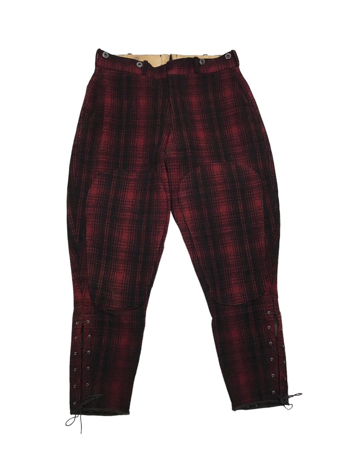 image of American Classics x Vintage 1930S Woolrich Buffalo Plaid Wool Hunting Pants in Red Tartan (Size 32)