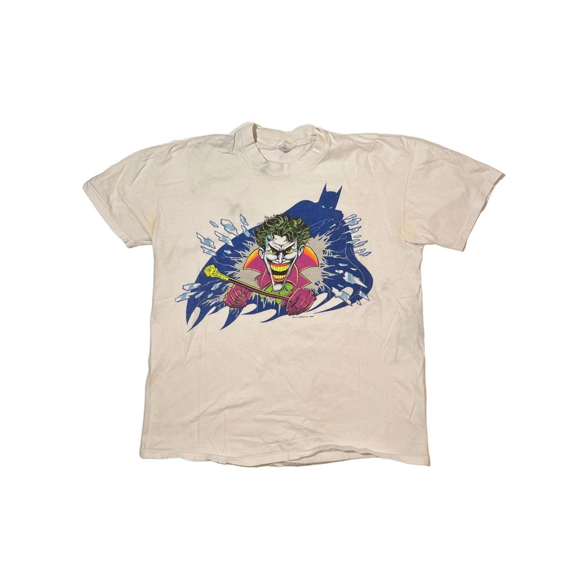 image of 1989 Joker & Batman Dc Comics Tee in White, Men's (Size XL)