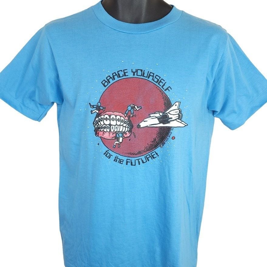 Brace Yourself T Shirt Vintage 80s Space Shuttle Astronaut