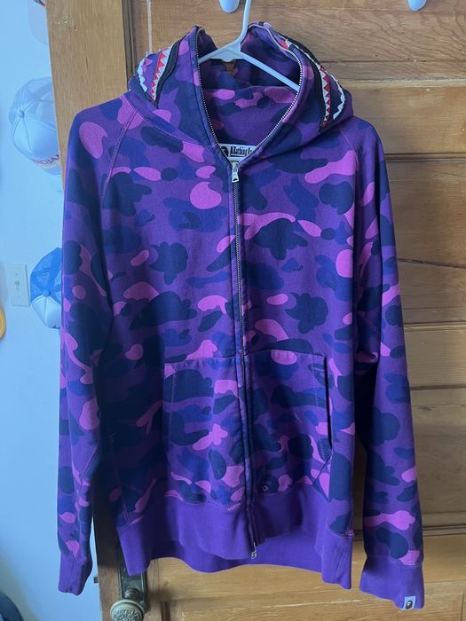 Bape Color Camo Separate Shark Full Zip Hoodie Red/Purple