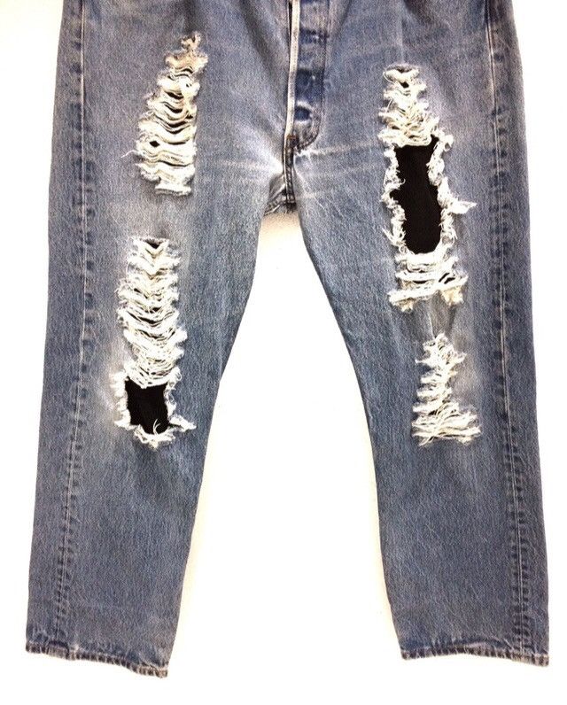 Levi's Made & Crafted Levis 501 Bones Distressed Patchwork Denim Pant Size US 36 / EU 52 - 3 Thumbnail