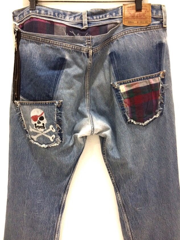 Levi's Made & Crafted Levis 501 Bones Distressed Patchwork Denim Pant Size US 36 / EU 52 - 5 Thumbnail
