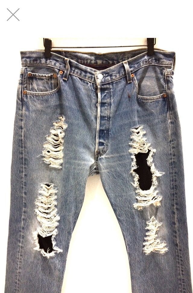 Levi's Made & Crafted Levis 501 Bones Distressed Patchwork Denim Pant Size US 36 / EU 52 - 2 Thumbnail