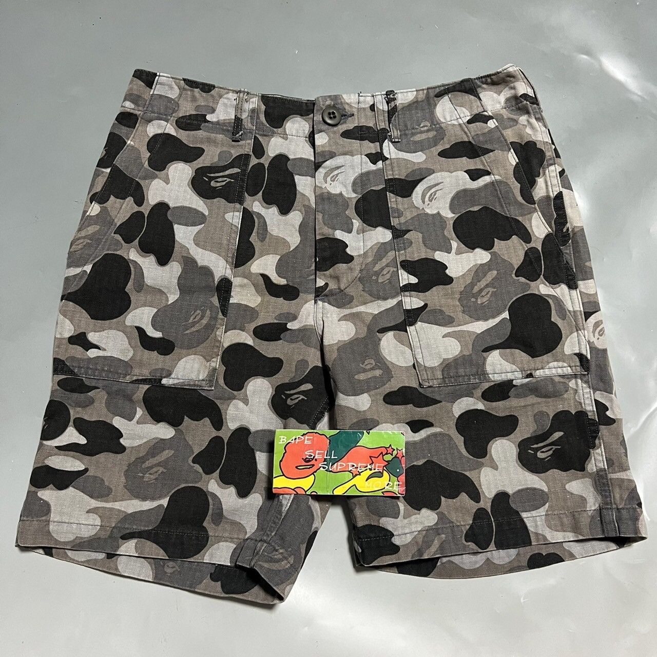 image of Bape Abc Camo Shorts in Grey, Men's (Size 30)