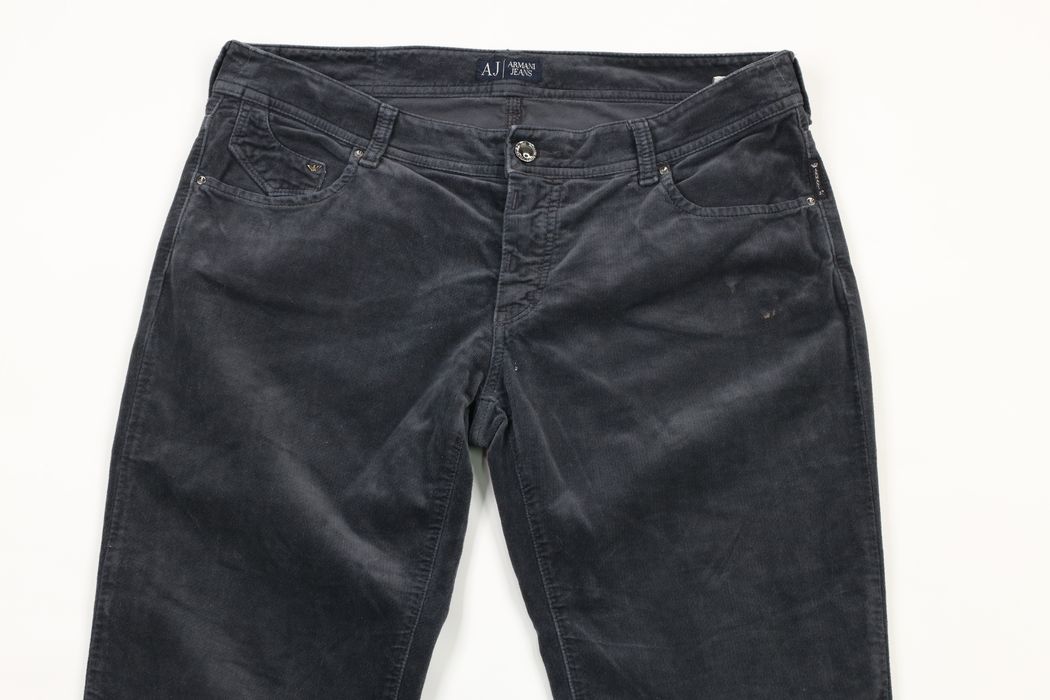 Vintage Armani Jeans J35 Skinny Leg Velour Jeans Pants Steel Blue | Grailed