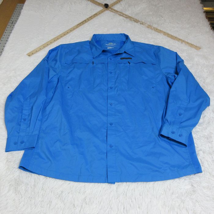 Cabela's Guidewear Chemise Homme XL Bleu Clair UPF 40 Séchage Rapide