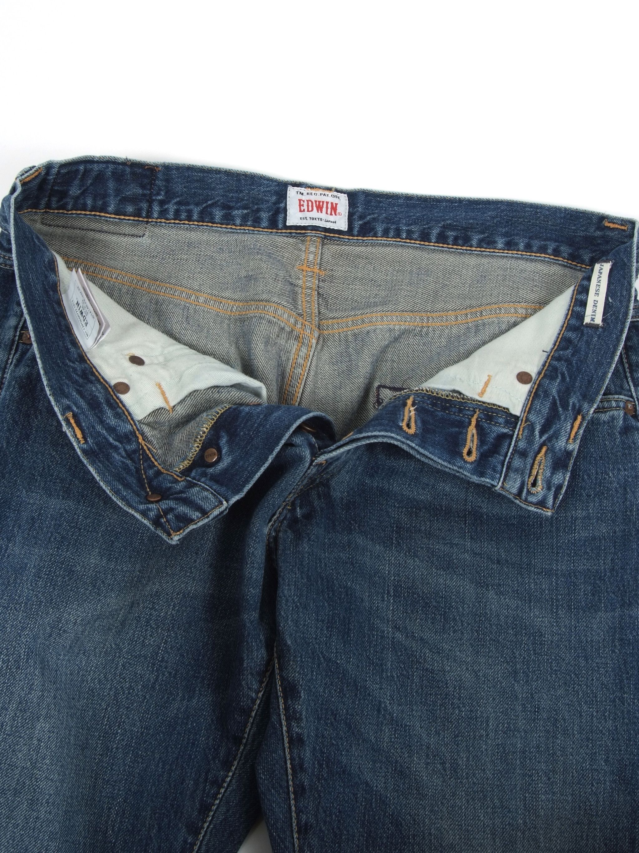 Edwin × Japanese Brand EDWIN ED55 Rainbow Selvedge Japanese Denim Jeans (31) Size US 31 - 5 Thumbnail